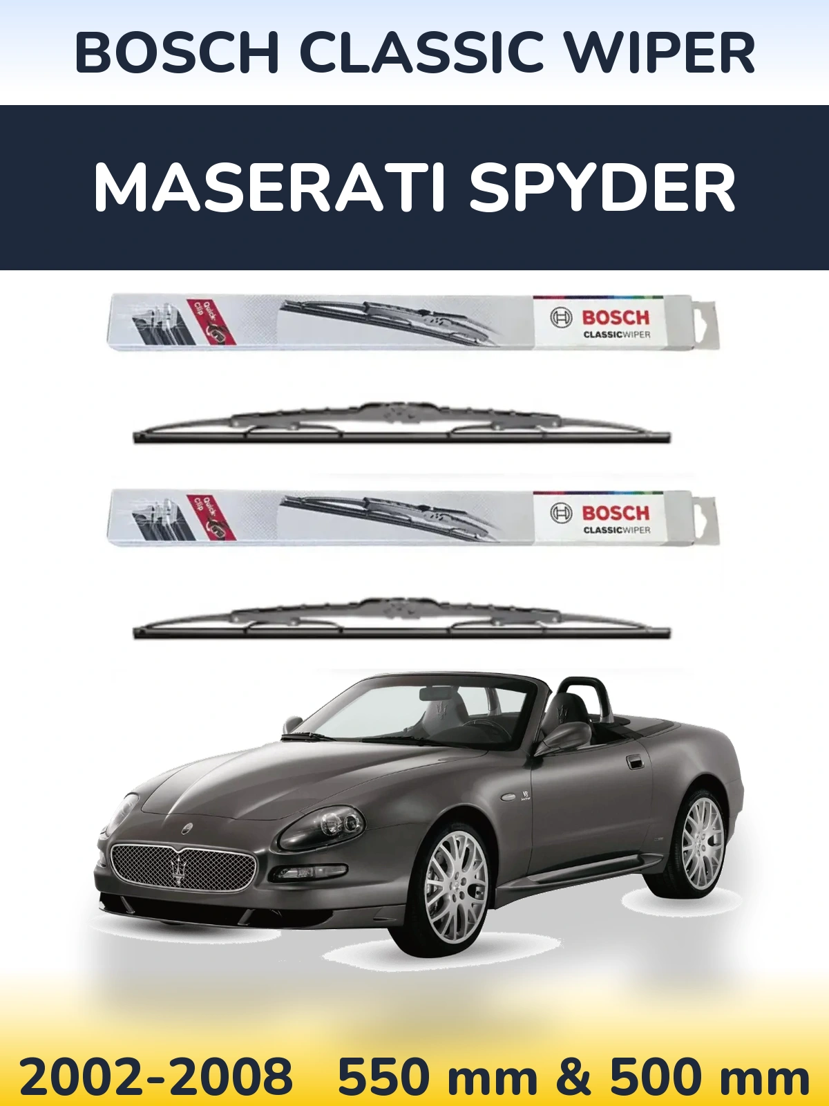 Комплект передніх щіток BOSCH Classic Wiper 550 & 500 мм для Maserati Spyder 2002-2008