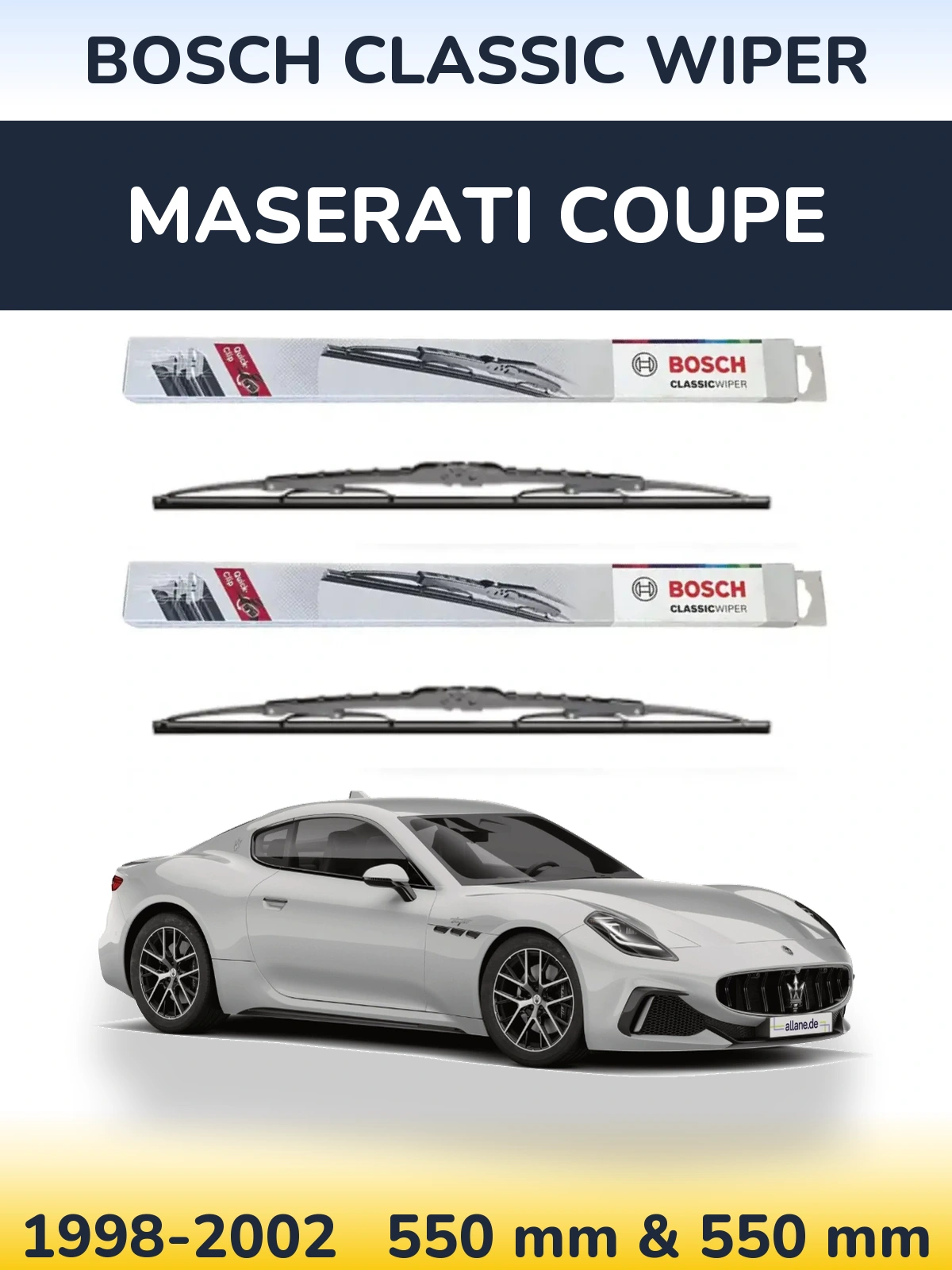 Komplet przednich wycieraczek BOSCH Classic Wiper 550 & 550 mm do Maserati Coupe 1998-2002