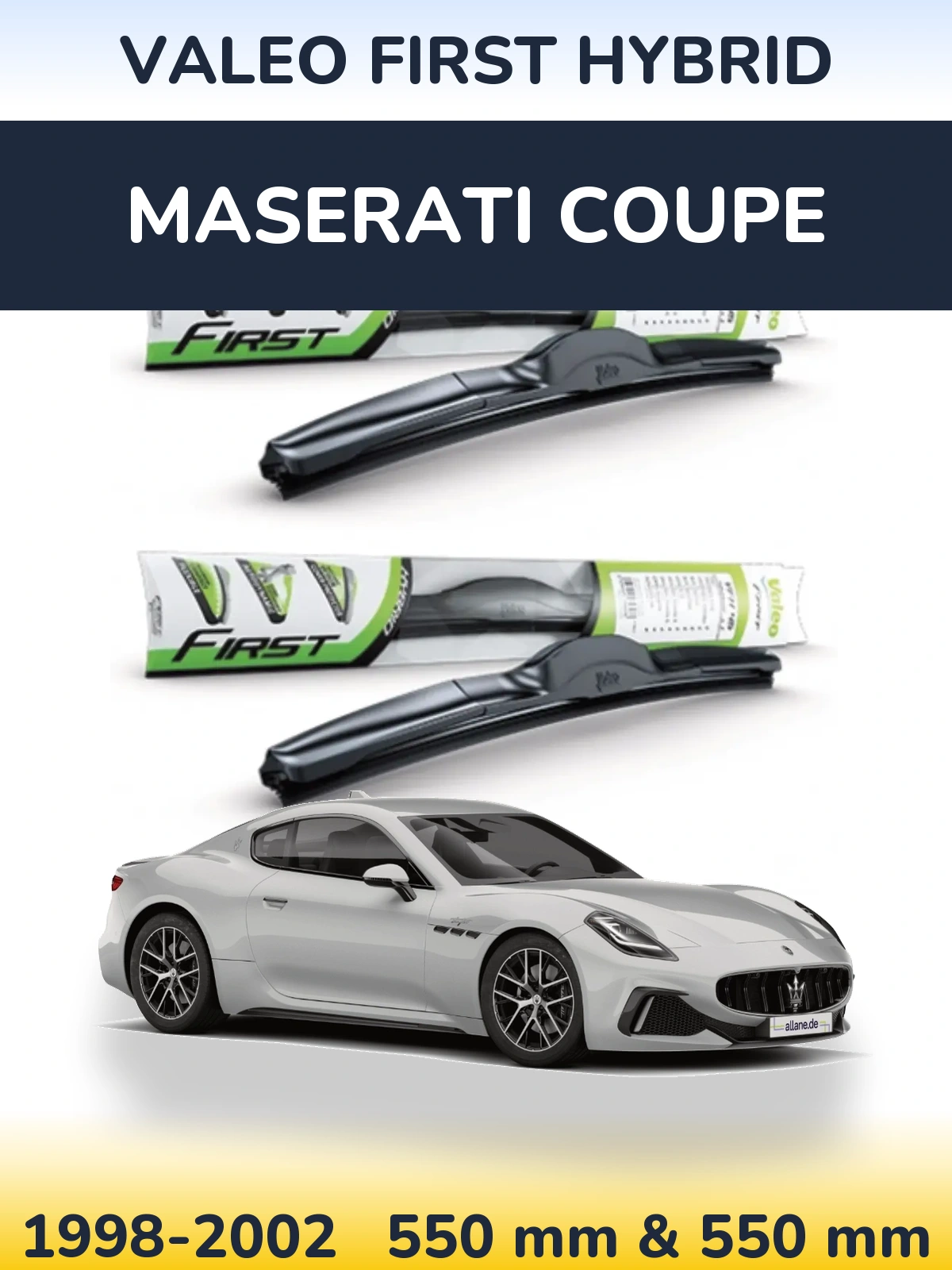Komplet przednich wycieraczek Valeo First Hybrid 550 & 550 mm do Maserati Coupe 1998-2002