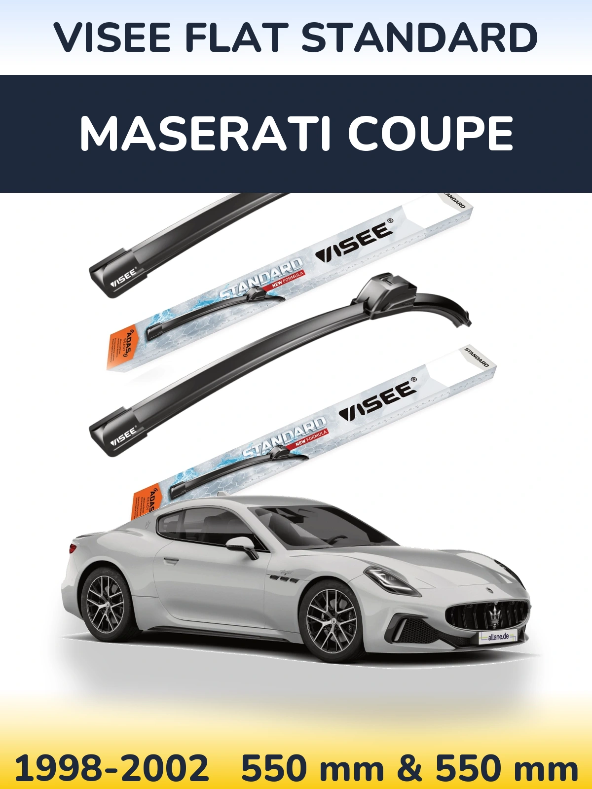 Комплект передніх щіток VISEE FLAT STANDARD 550 & 550 мм для Maserati Coupe 1998-2002