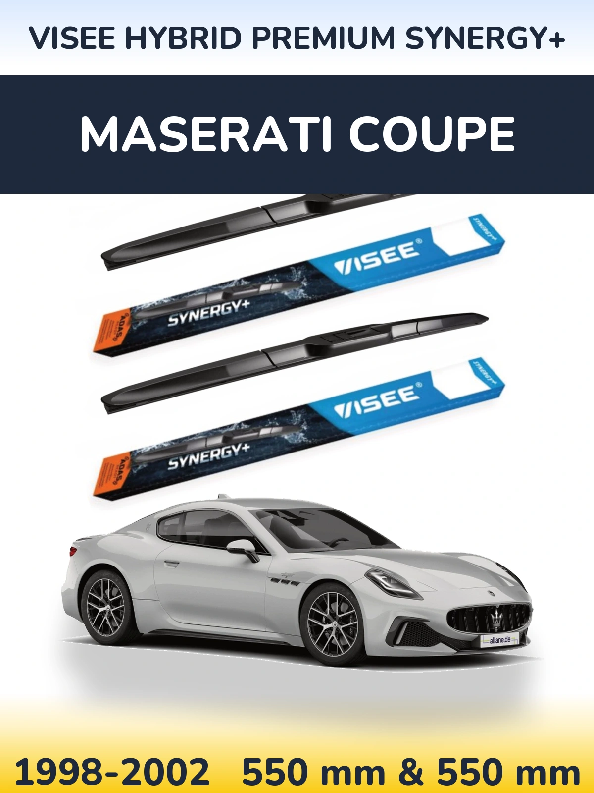 Комплект передних дворников VISEE HYBRID PREMIUM SYNERGY+ 550 & 550 мм для Maserati Coupe 1998-2002