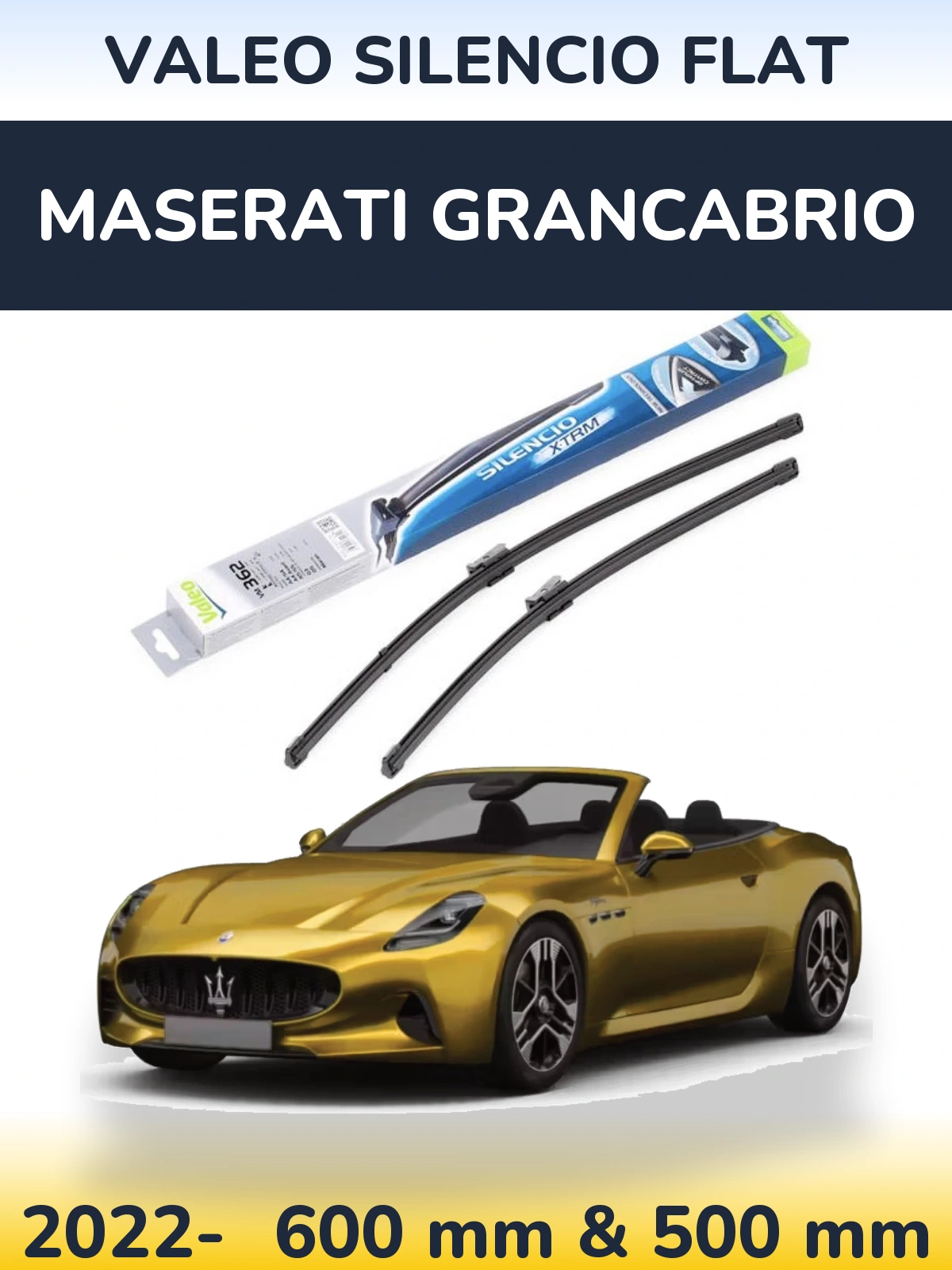 Комплект передних дворников Valeo Silencio Flat 600 & 500 мм для Maserati GranCabrio 2022-2026