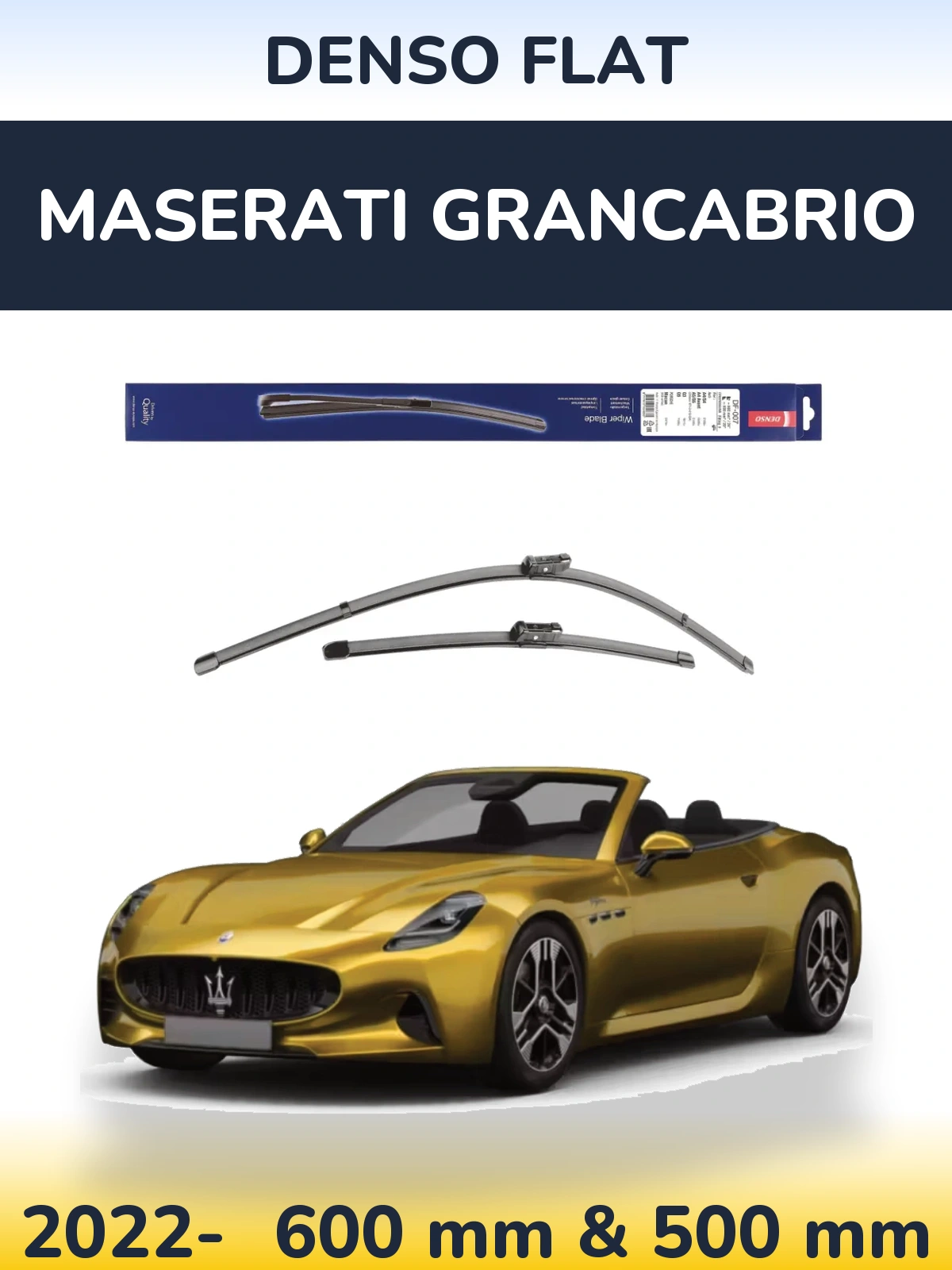 Комплект передніх щіток Denso Flat 600 & 500 мм для Maserati GranCabrio 2022-2026