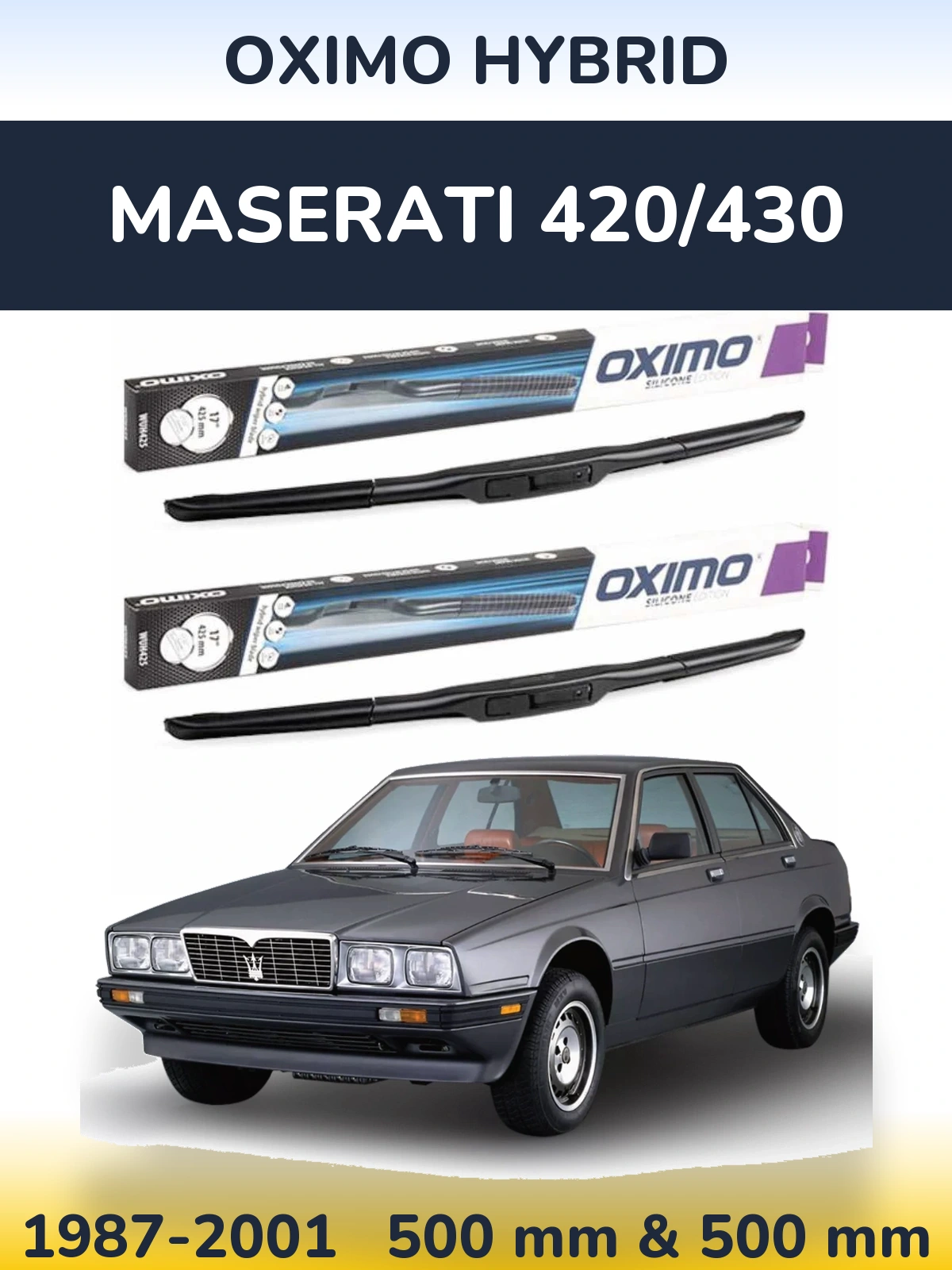 Комплект передніх щіток Oximo Hybrid 500 & 500 мм для Maserati 420/430 1987-2001