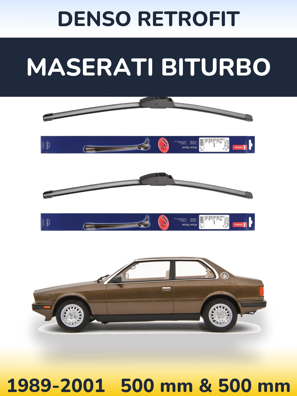 Комплект передних дворников Denso Retrofit 500 & 500 мм для Maserati Biturbo 1989-2001