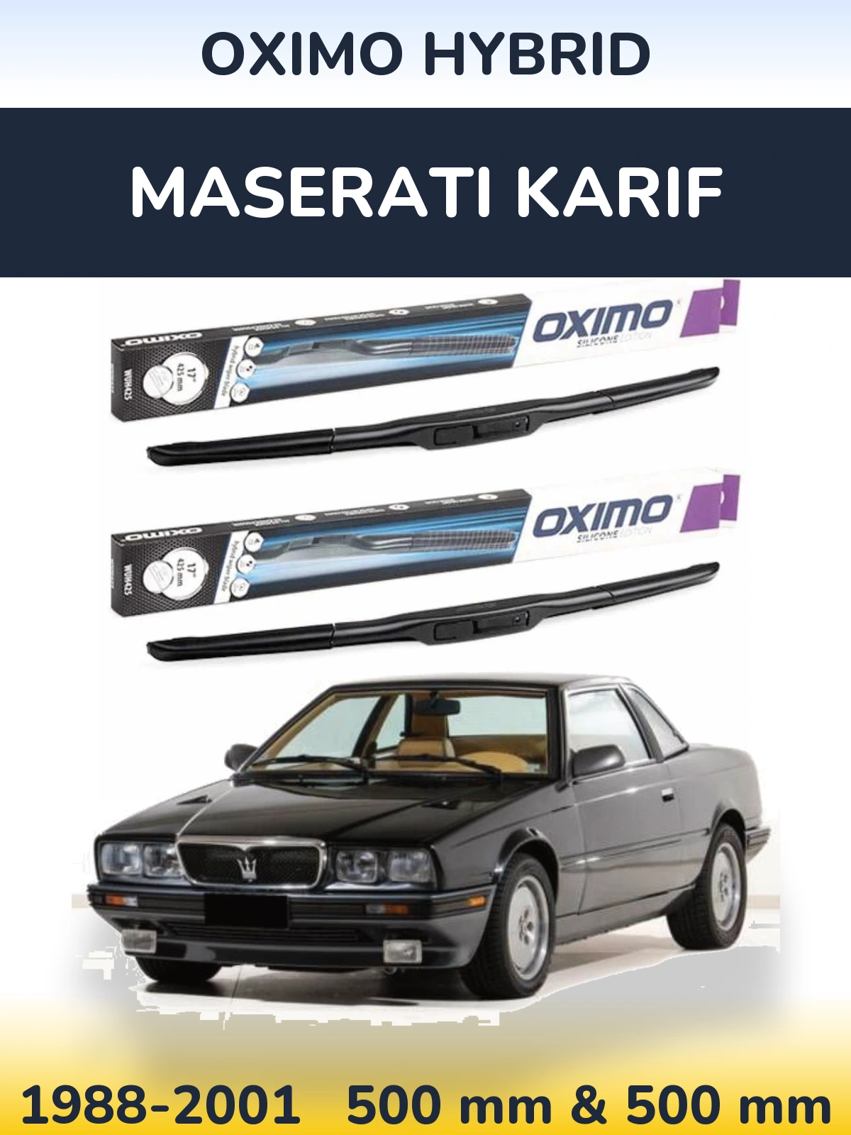 Комплект передних дворников Oximo Hybrid 500 & 500 мм для Maserati Karif 1988-2001