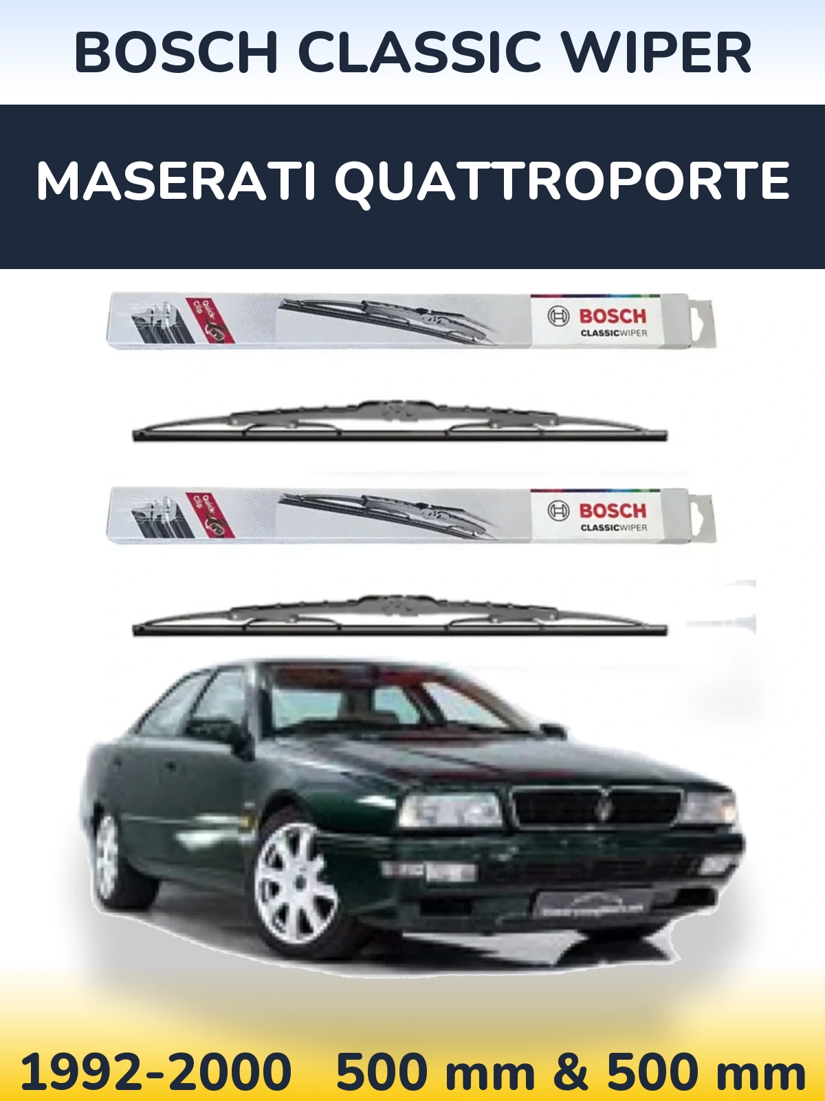 Комплект передніх щіток BOSCH Classic Wiper 500 & 500 мм для Maserati Quattroporte 1992-2000