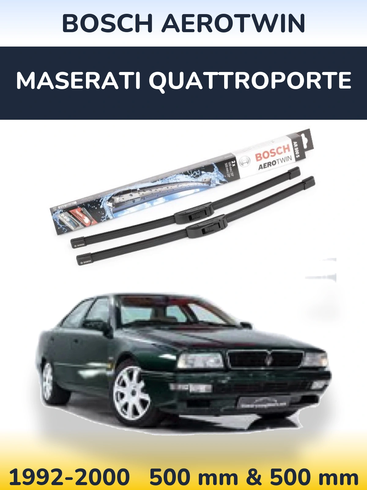 Комплект передніх щіток BOSCH AeroTwin 500 & 500 мм для Maserati Quattroporte 1992-2000
