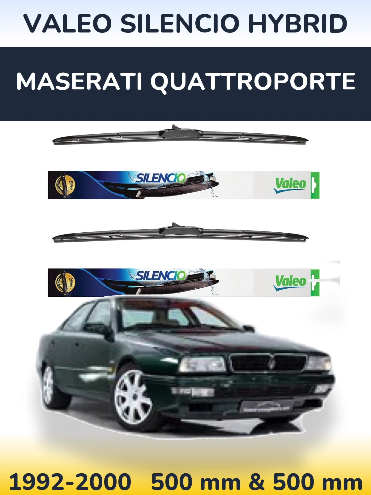 Комплект передних дворников Valeo Silencio Hybrid 500 & 500 мм для Maserati Quattroporte 1992-2000