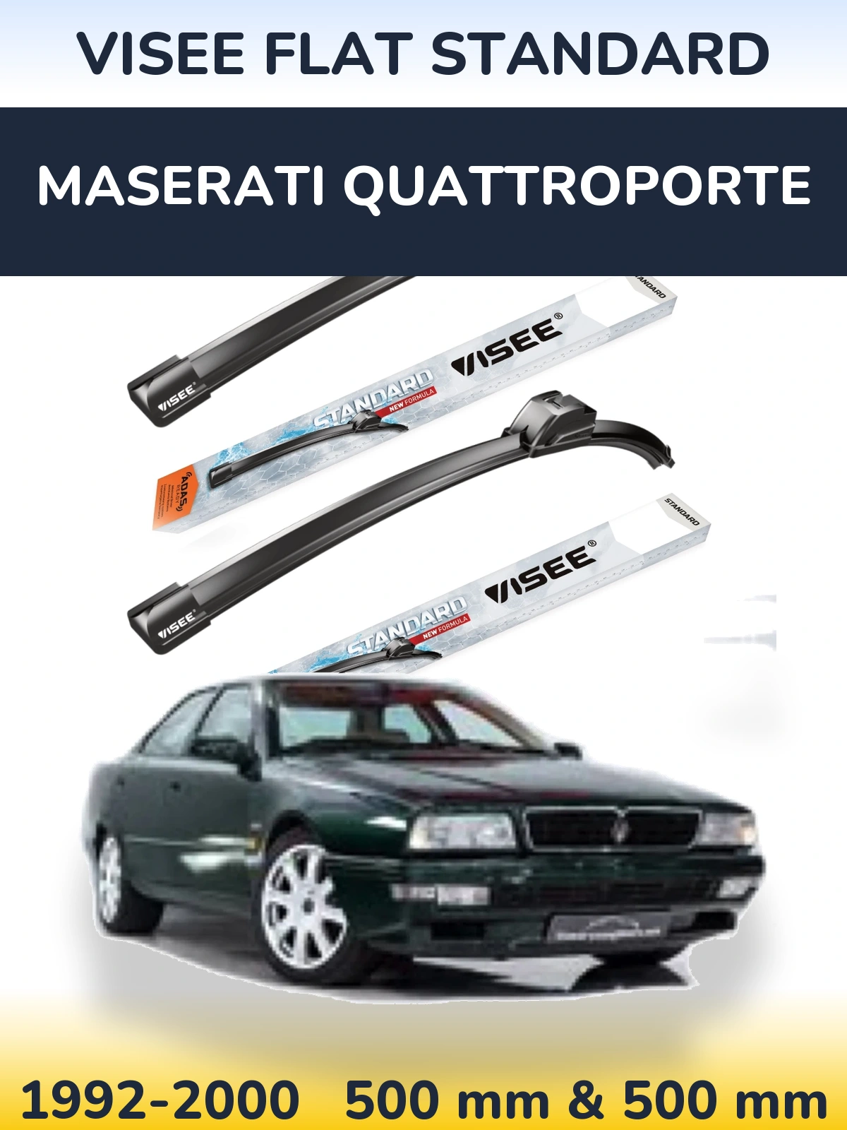 Комплект передніх щіток VISEE FLAT STANDARD 500 & 500 мм для Maserati Quattroporte 1992-2000