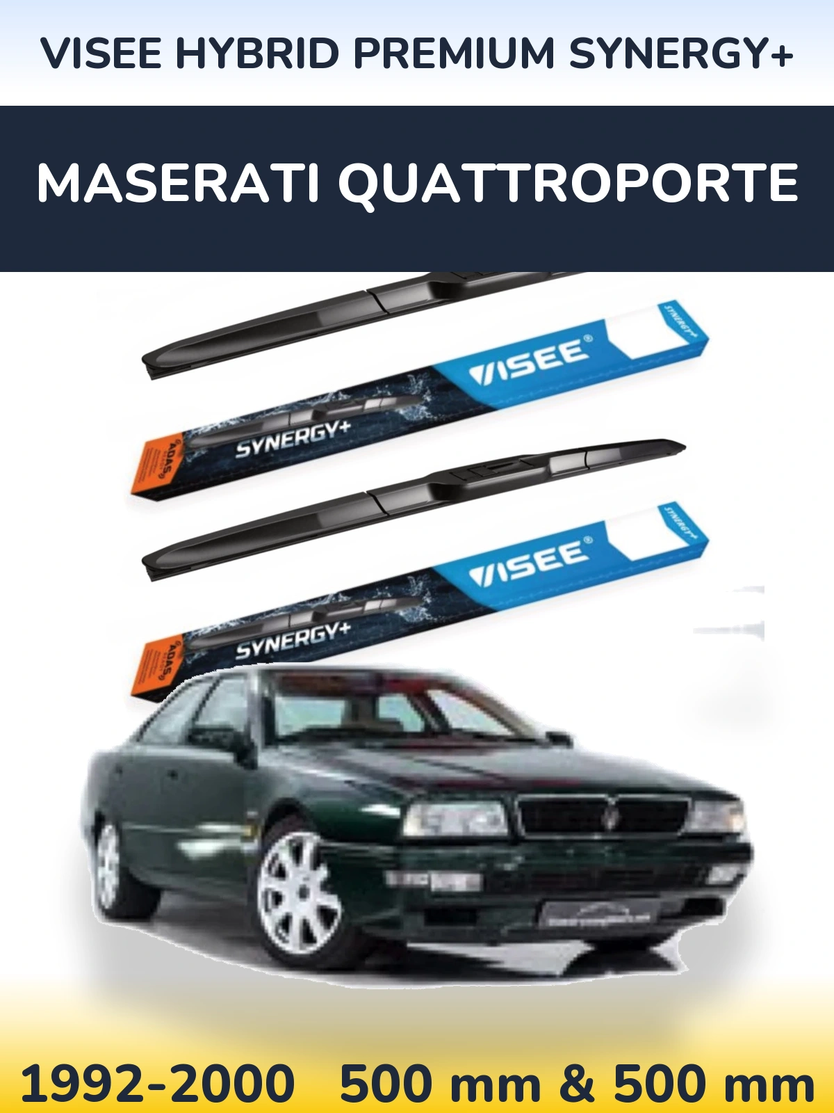 Комплект передніх щіток VISEE HYBRID PREMIUM SYNERGY+ 500 & 500 мм для Maserati Quattroporte 1992-2000