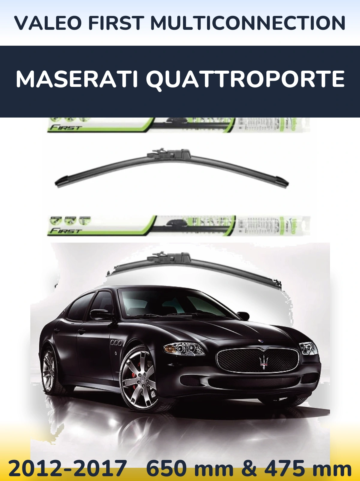 Komplet przednich wycieraczek Valeo First MultiConnection 650 & 475 mm do Maserati Quattroporte 2012-2017