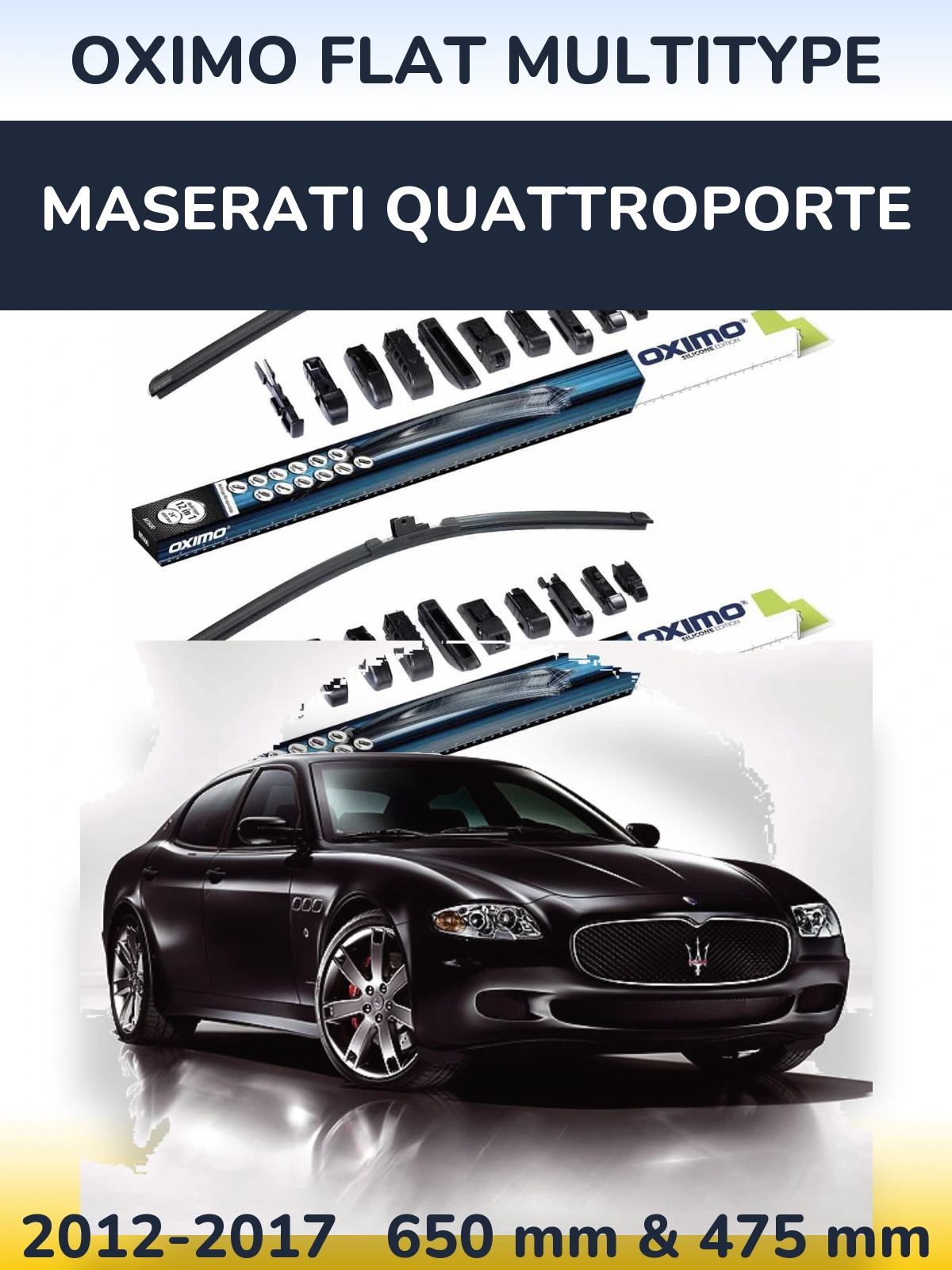 Komplet przednich wycieraczek Oximo Flat MultiType 650 & 475 mm do Maserati Quattroporte 2012-2017