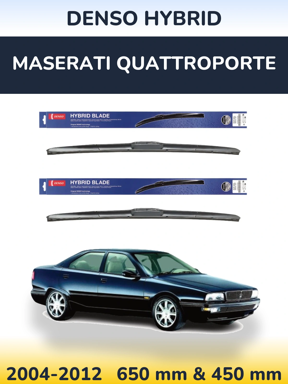 Комплект передніх щіток Denso Hybrid 650 & 450 мм для Maserati Quattroporte 2004-2012