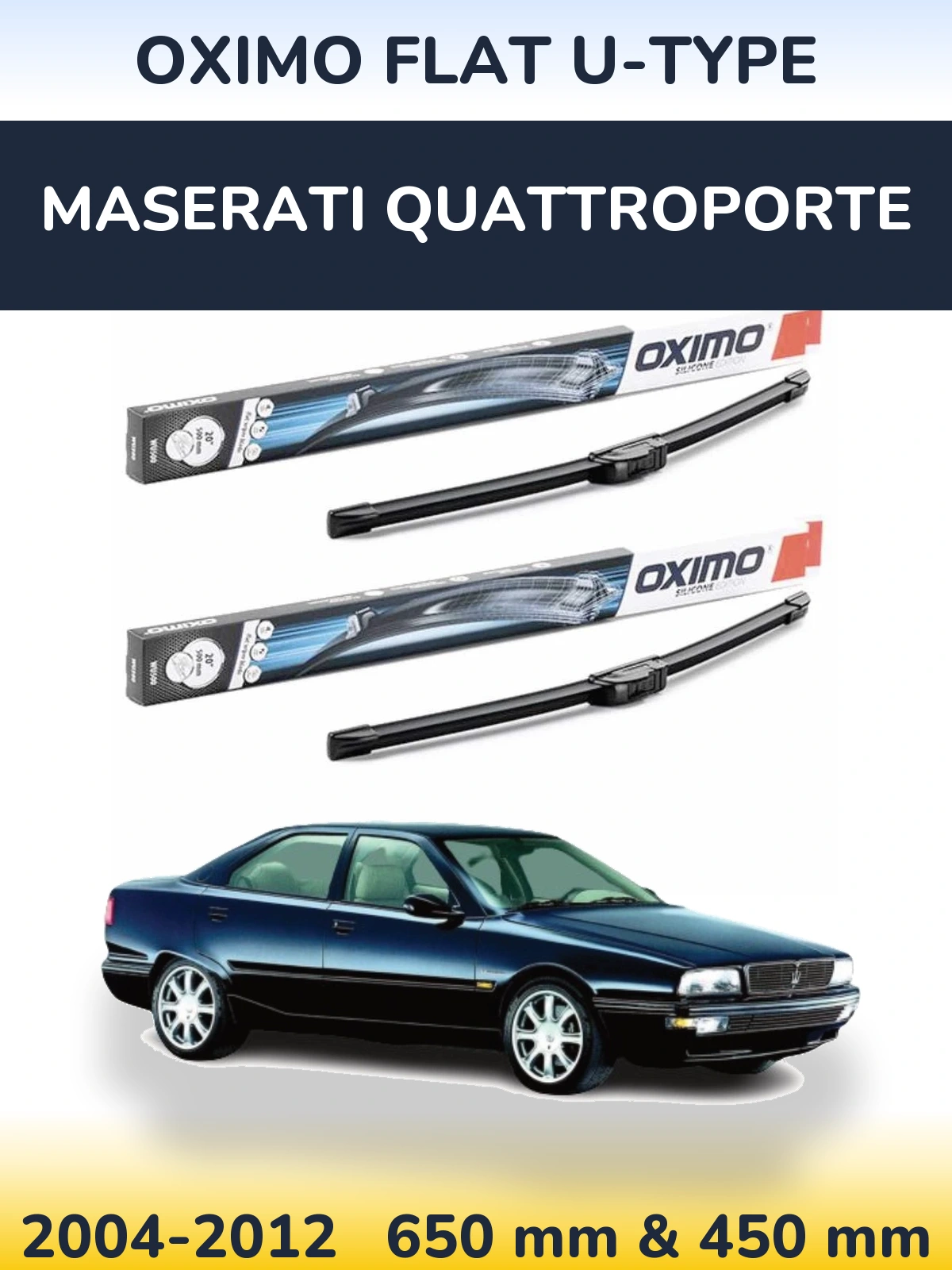 Komplet przednich wycieraczek Oximo Flat U-type 650 & 450 mm do Maserati Quattroporte 2004-2012