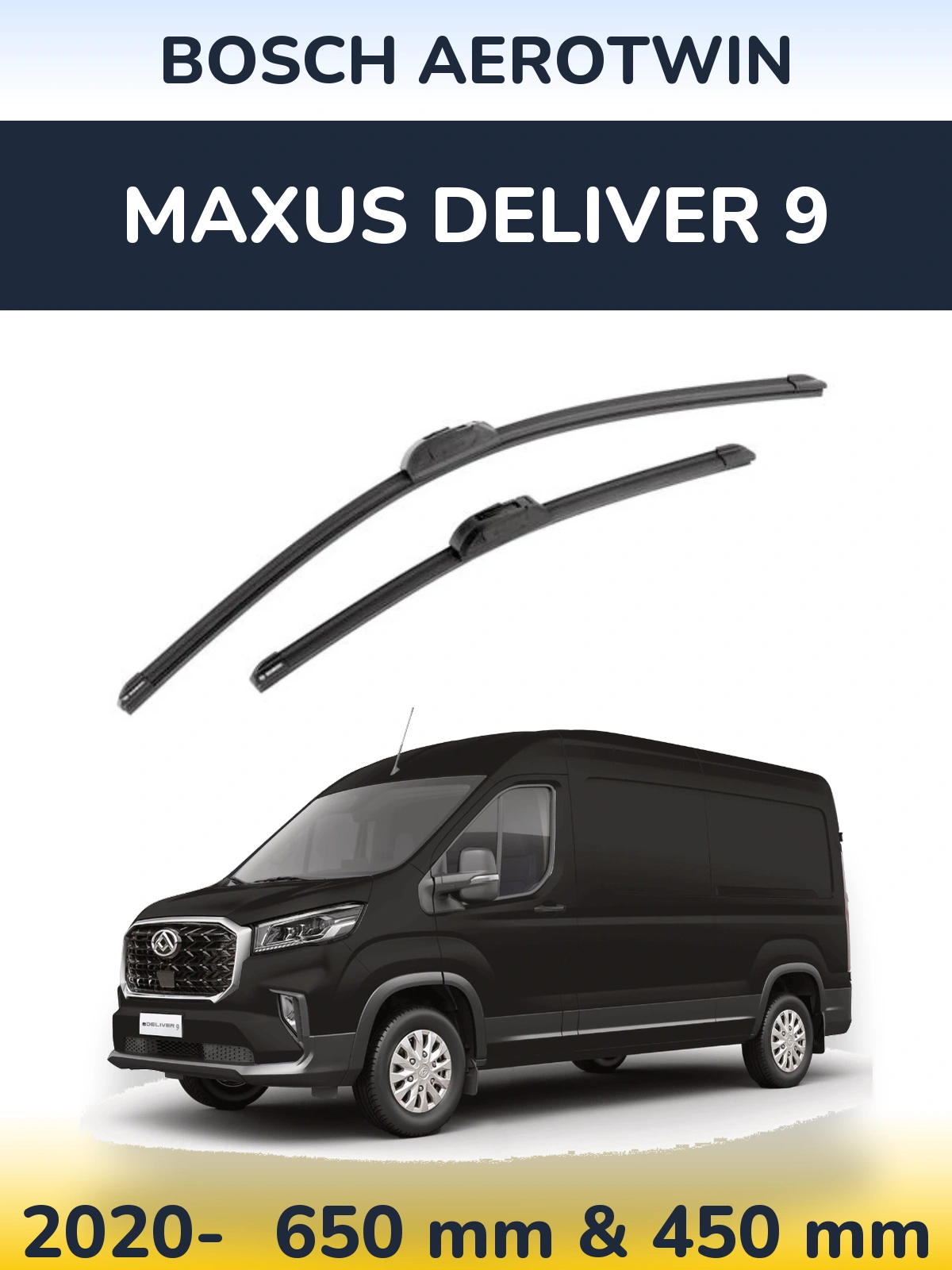 Комплект передних дворников BOSCH AeroTwin 650 & 450 мм для Maxus Deliver 9 2020-2026