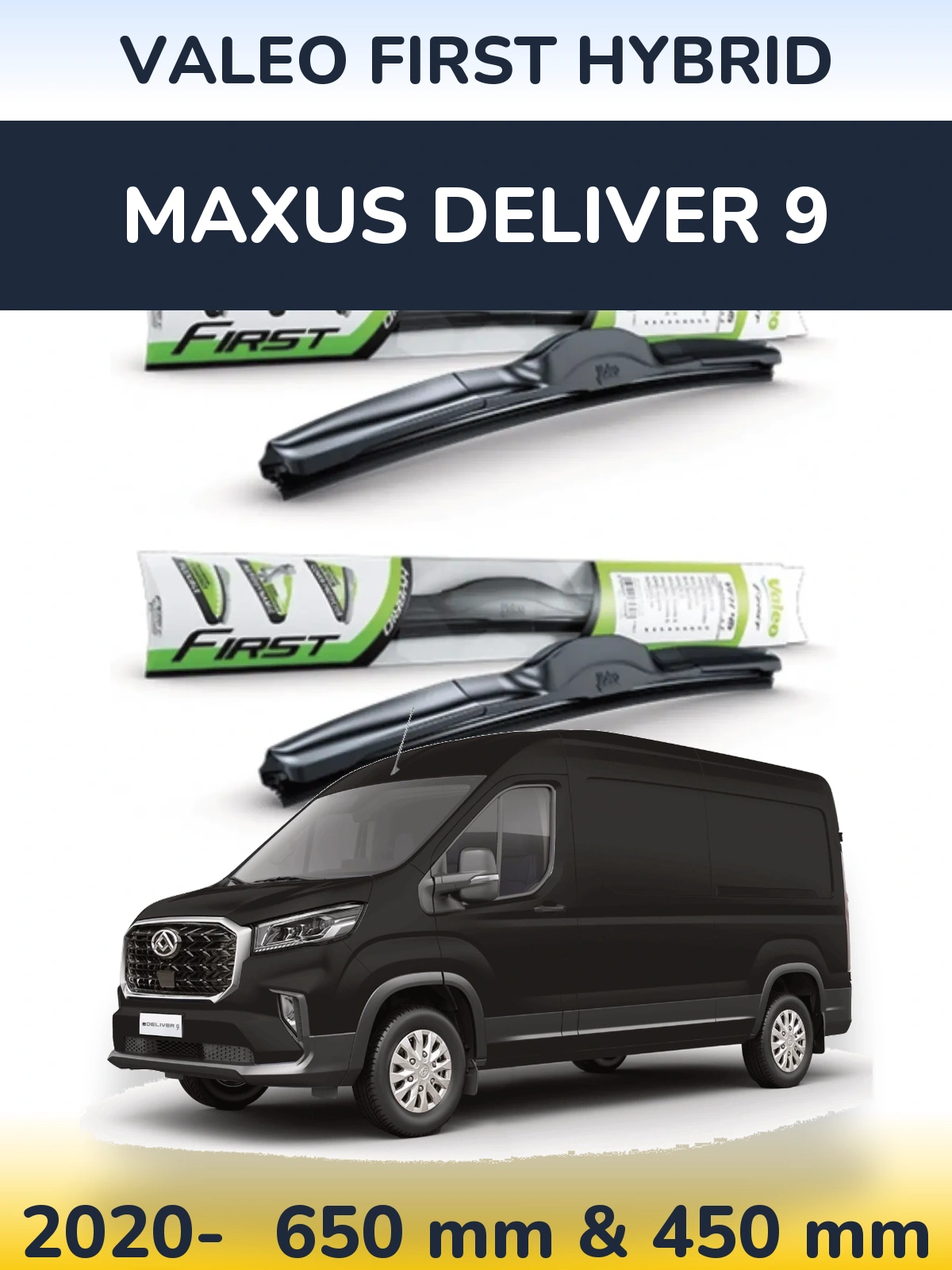 Komplet przednich wycieraczek Valeo First Hybrid 650 & 450 mm do Maxus Deliver 9 2020-2026