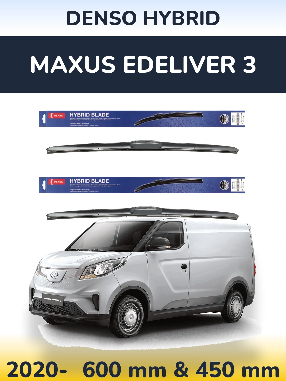 Komplet przednich wycieraczek Denso Hybrid 600 & 450 mm do Maxus eDeliver 3 2020-2026