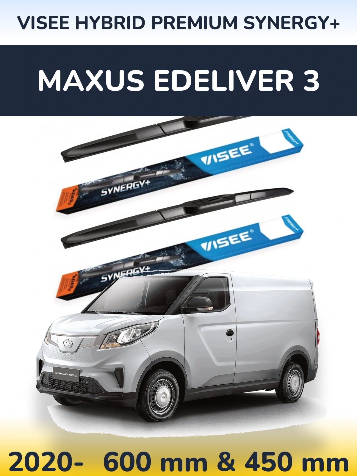 Front wiper blade set VISEE HYBRID PREMIUM SYNERGY+ 600 & 450 mm for Maxus eDeliver 3 2020-2026