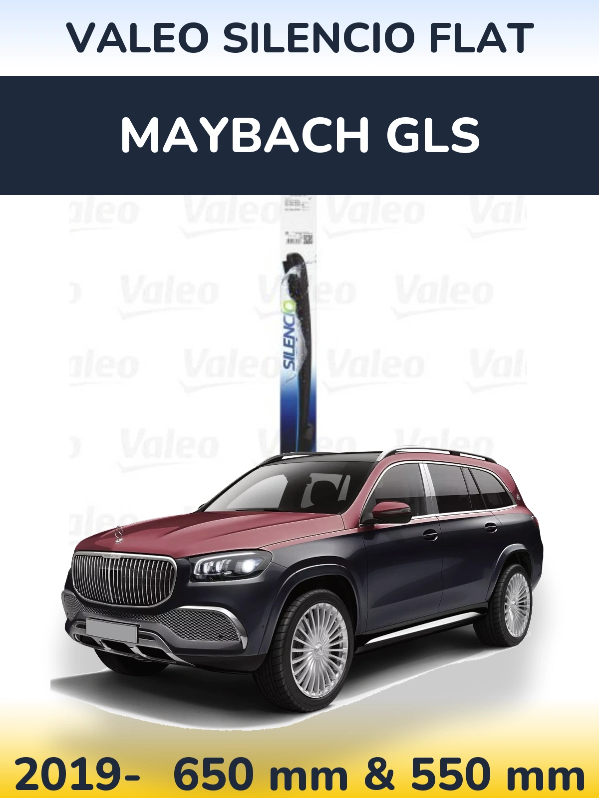 Komplet przednich wycieraczek Valeo Silencio Flat 650 & 550 mm do Maybach GLS 2019-2026