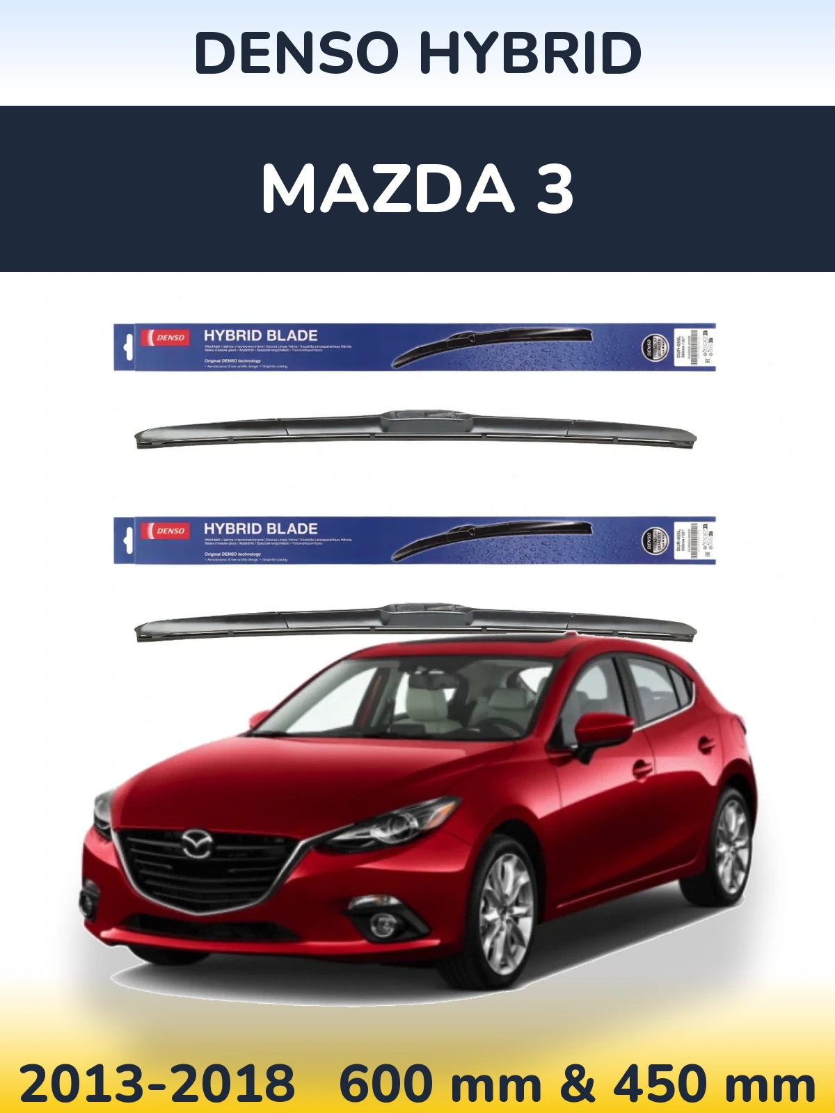 Комплект передних дворников Denso Hybrid 600 & 450 мм для Mazda 3 2013-2018