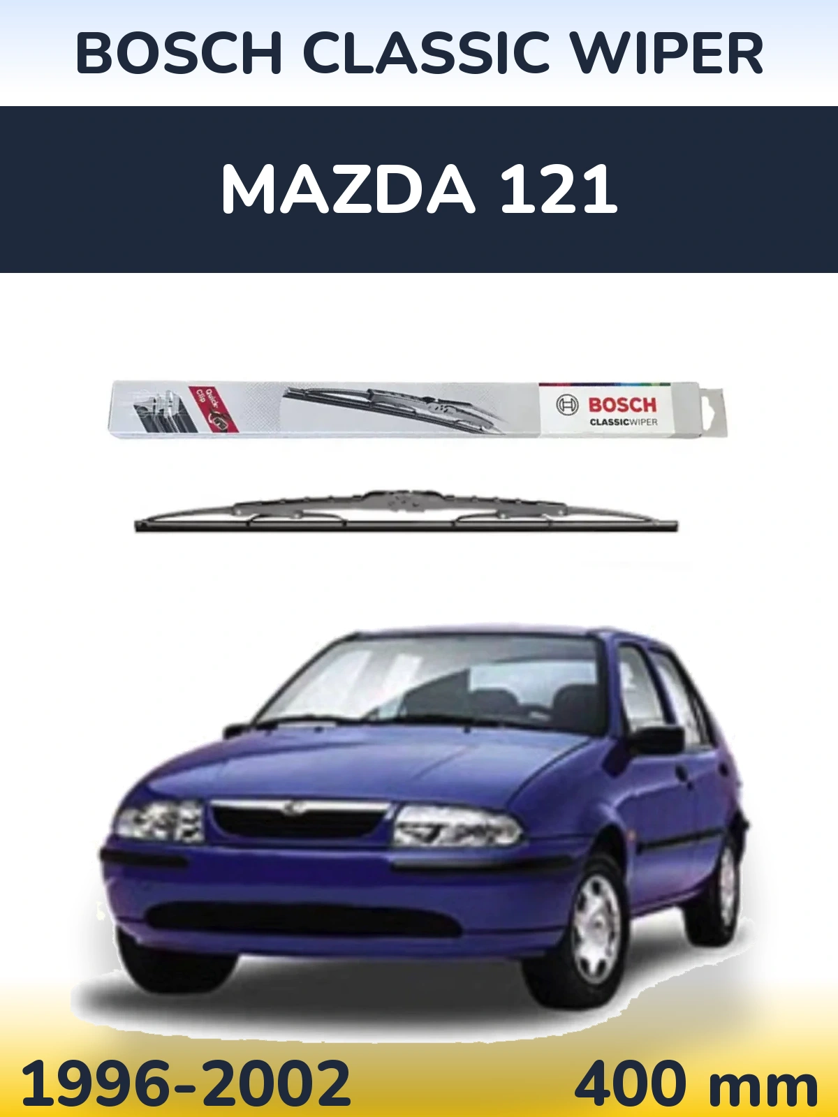 Rear wiper blade BOSCH Classic Wiper 400 mm for Mazda 121 1996-2002