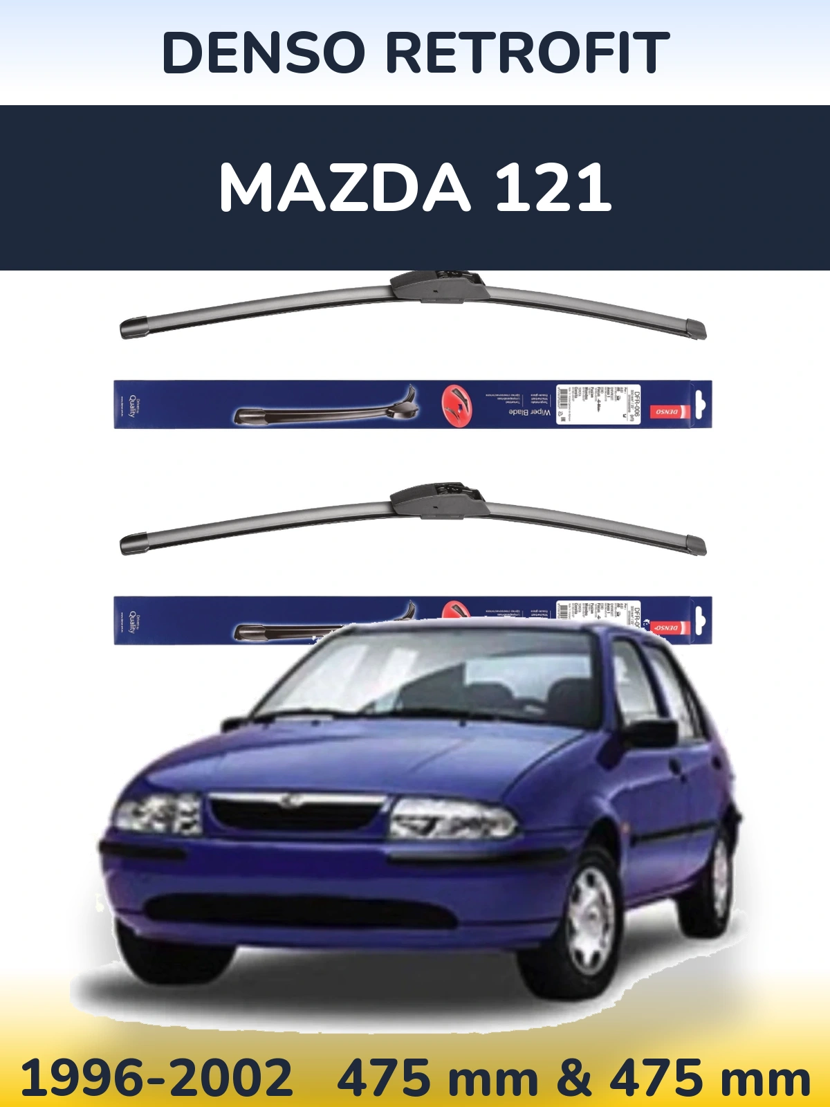 Комплект передніх щіток Denso Retrofit 475 & 475 мм для Mazda 121 1996-2002