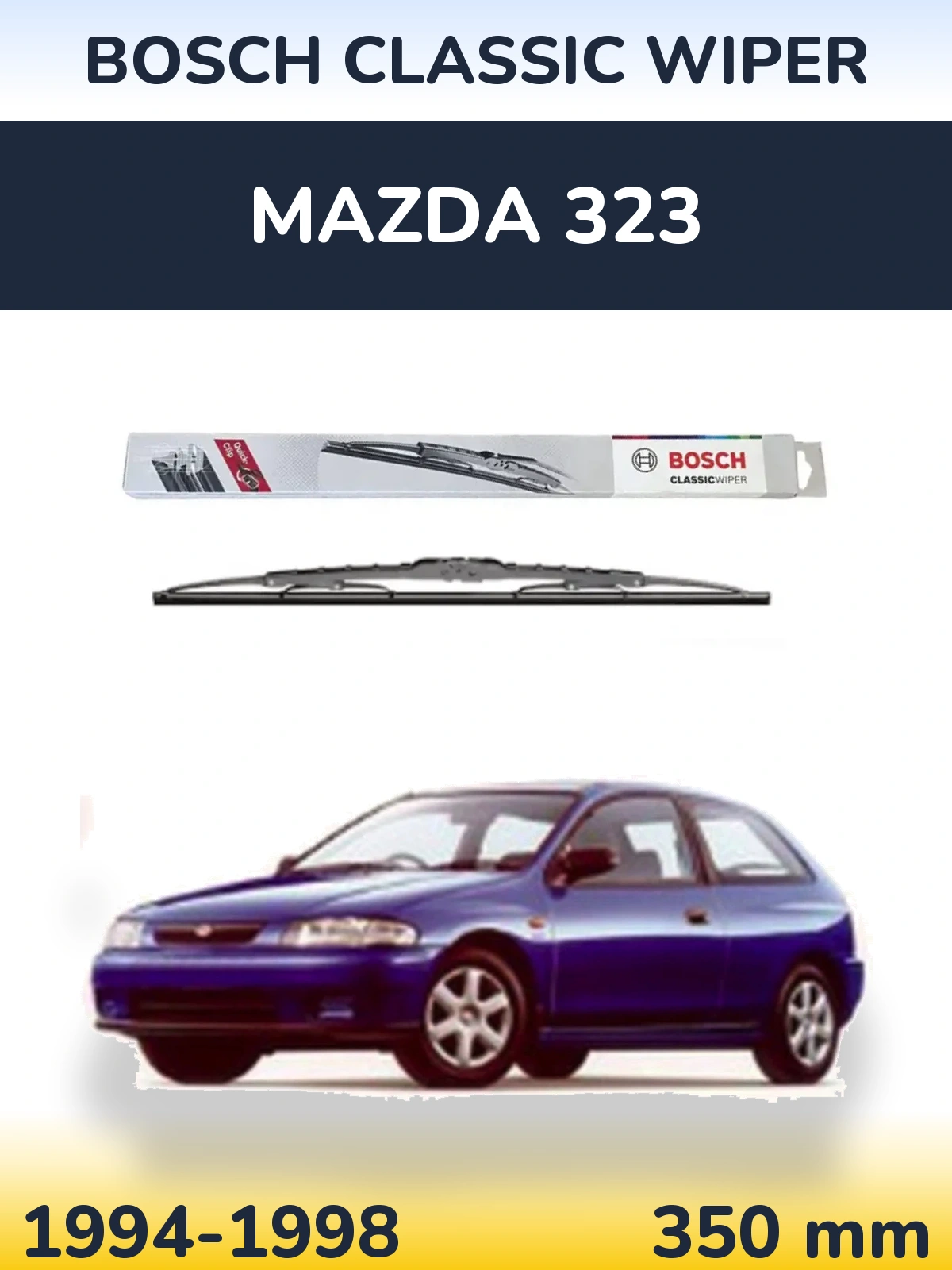 Rear wiper blade BOSCH Classic Wiper 340 mm for Mazda 323 1994-1998