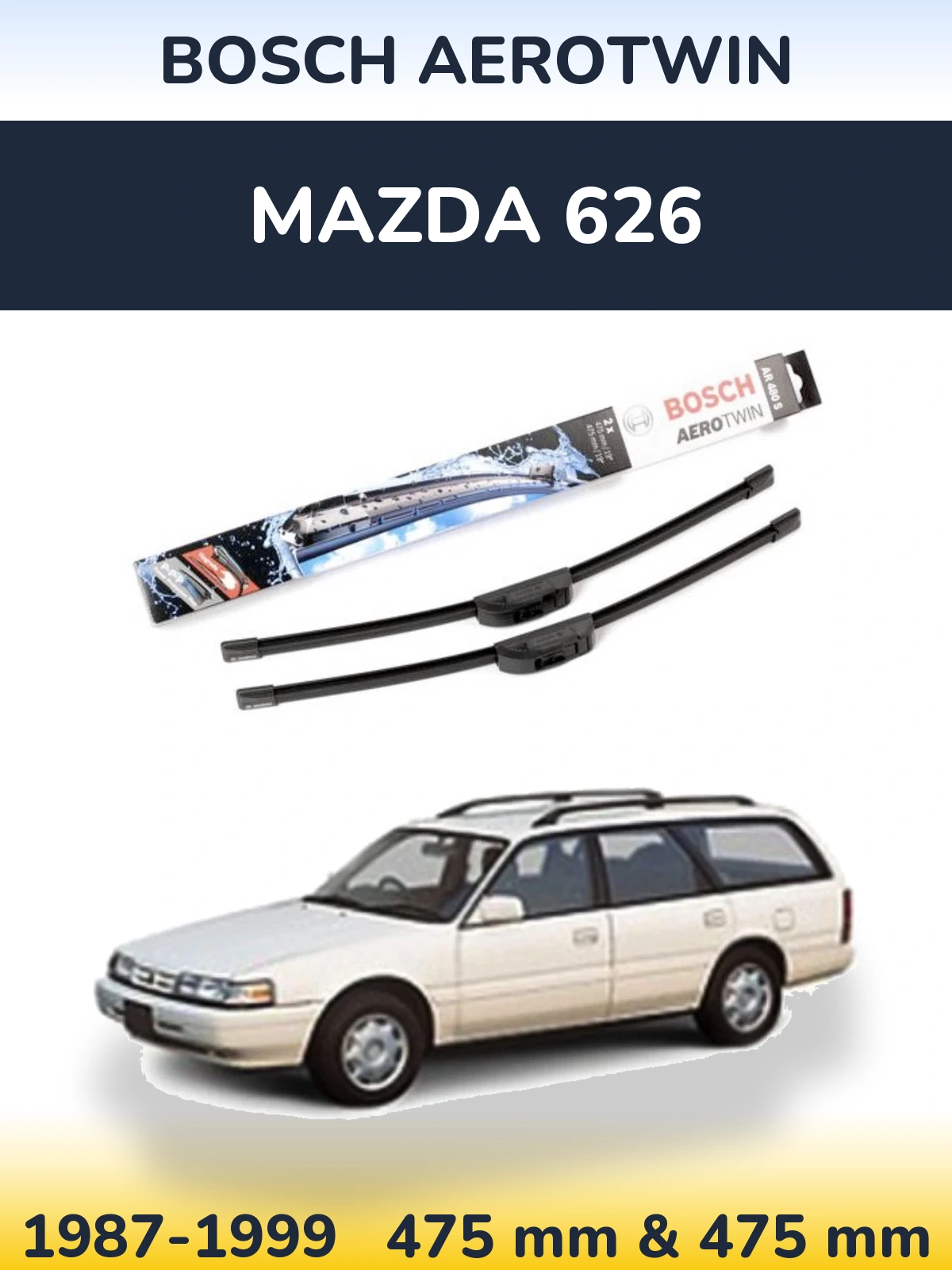 Комплект передних дворников BOSCH AeroTwin 475 & 475 мм для Mazda 626 1987-1999