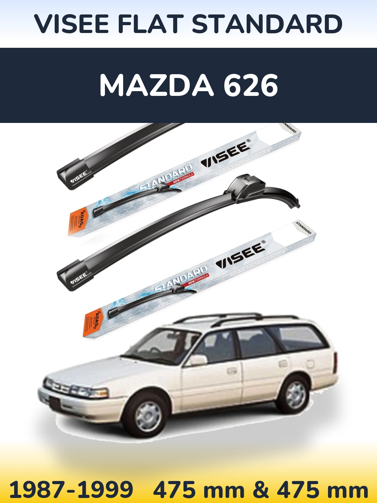 Комплект передних дворников VISEE FLAT STANDARD 475 & 475 мм для Mazda 626 1987-1999