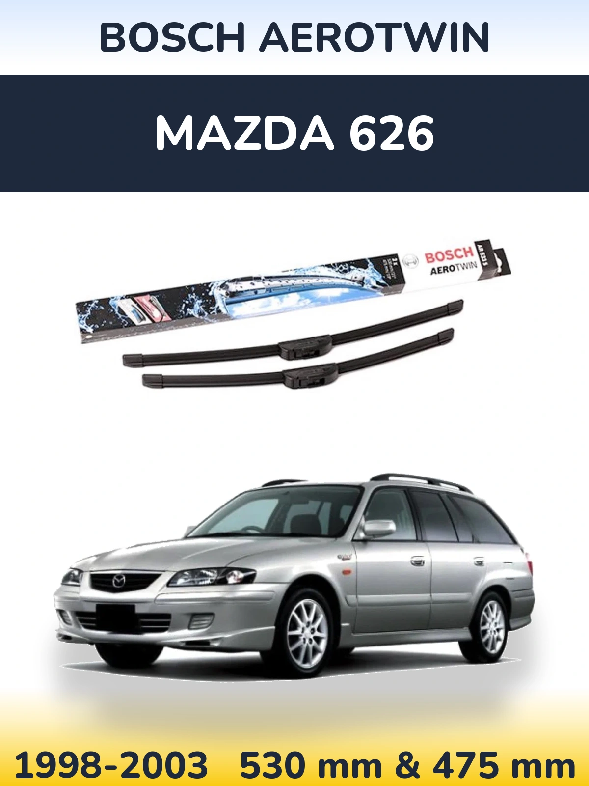 Komplet przednich wycieraczek BOSCH AeroTwin 530 & 475 mm do Mazda 626 1998-2003