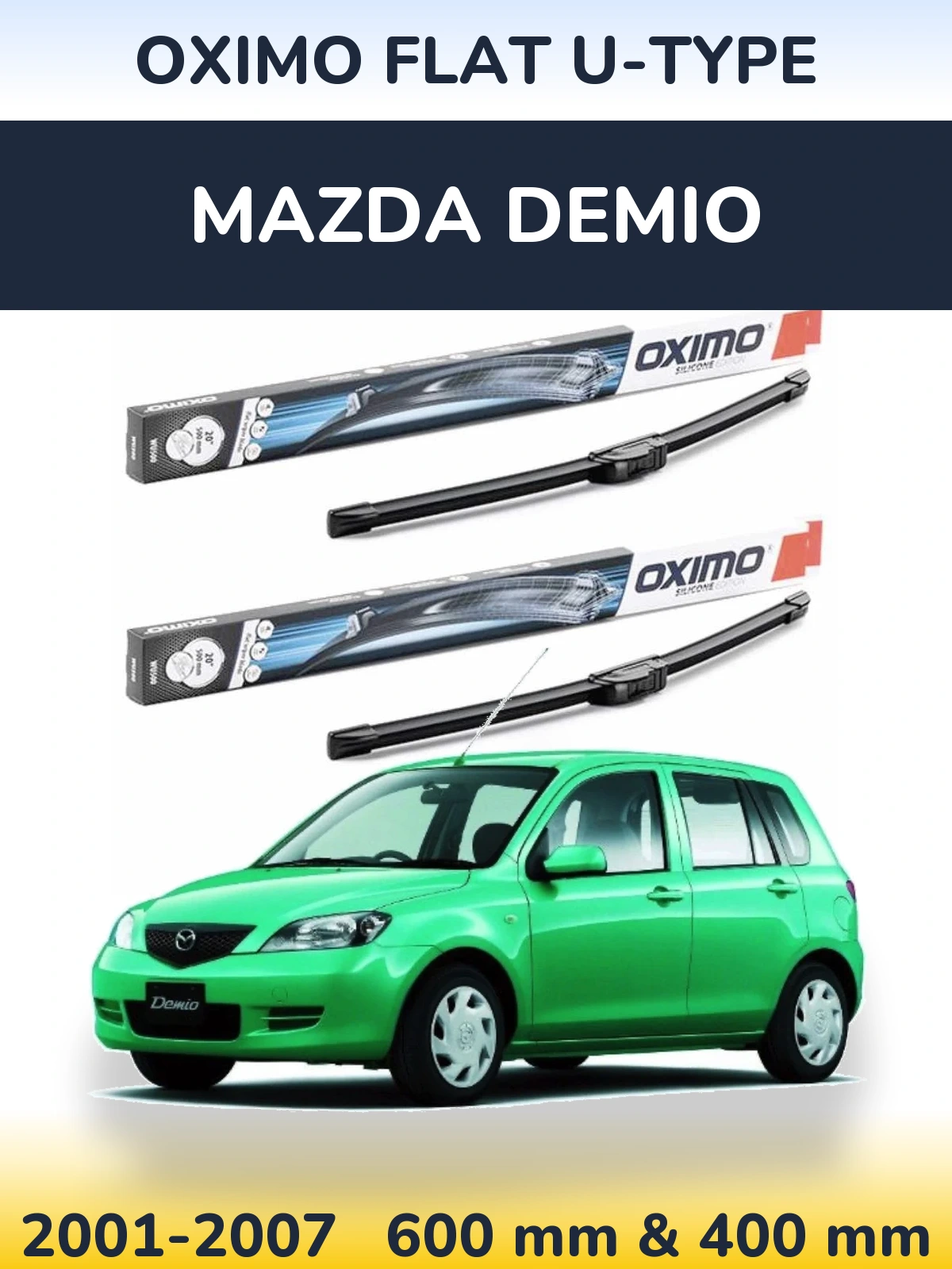 Комплект передних дворников Oximo Flat U-type 600 & 400 мм для Mazda Demio 2001-2007