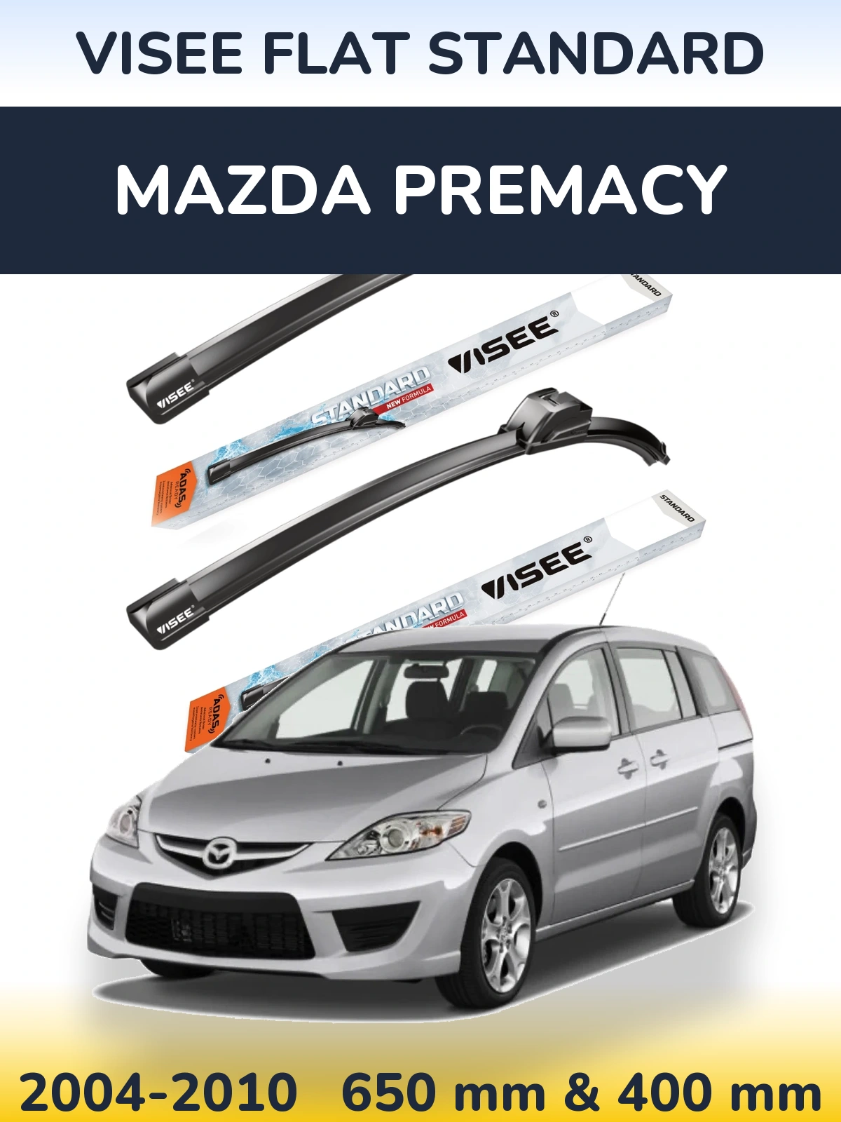 Комплект передніх щіток VISEE FLAT STANDARD 650 & 400 мм для Mazda Premacy 2004-2010