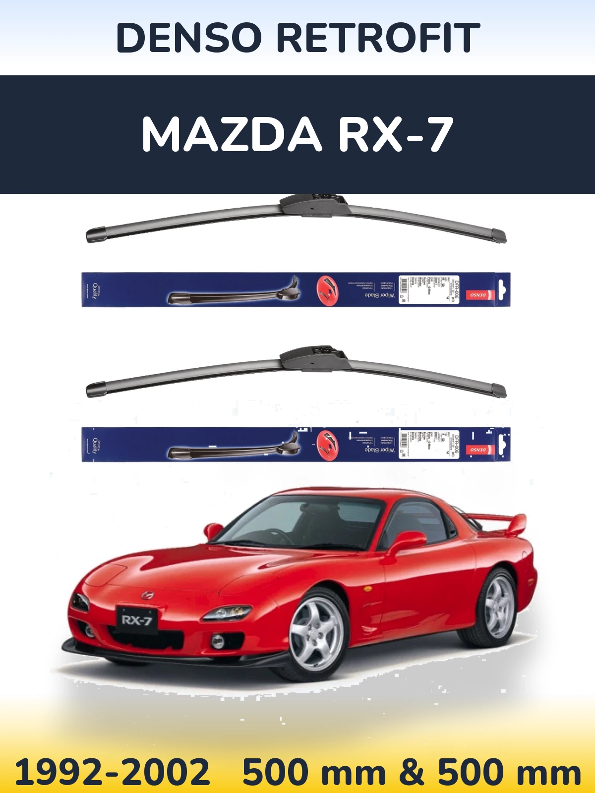Комплект передних дворников Denso Retrofit 500 & 500 мм для Mazda RX-7 1992-2002