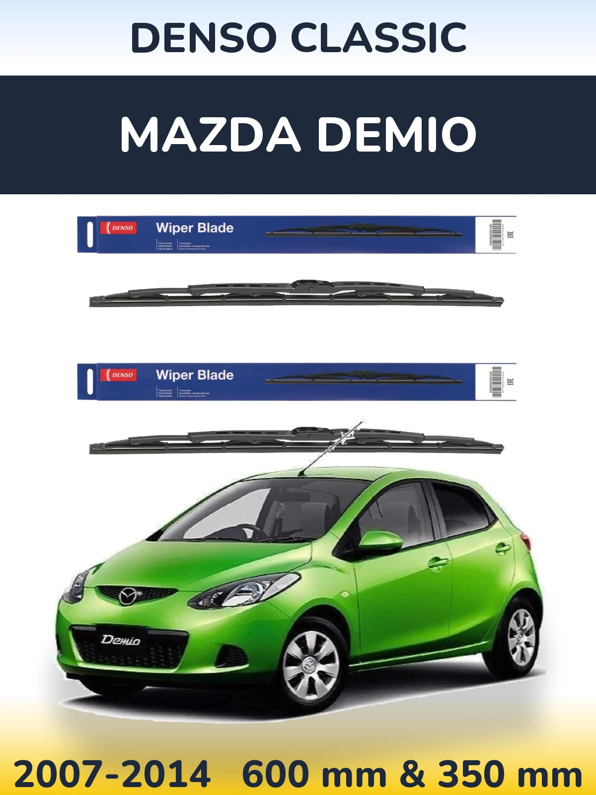 Komplet przednich wycieraczek Denso Classic 600 & 350 mm do Mazda Demio 2007-2014