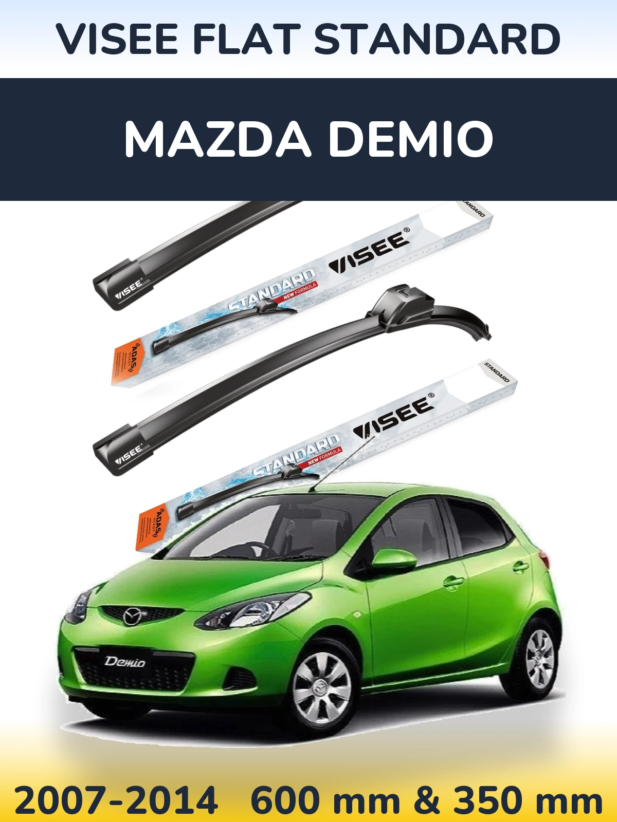 Комплект передніх щіток VISEE FLAT STANDARD 600 & 350 мм для Mazda Demio 2007-2014