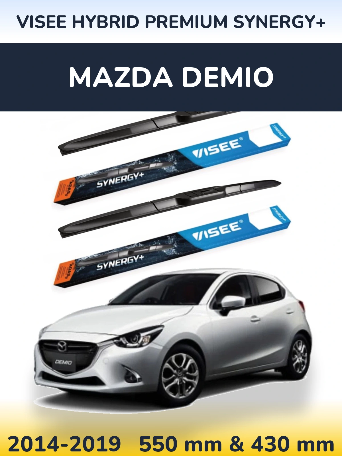 Комплект передних дворников VISEE HYBRID PREMIUM SYNERGY+ 550 & 430 мм для Mazda Demio 2014-2019