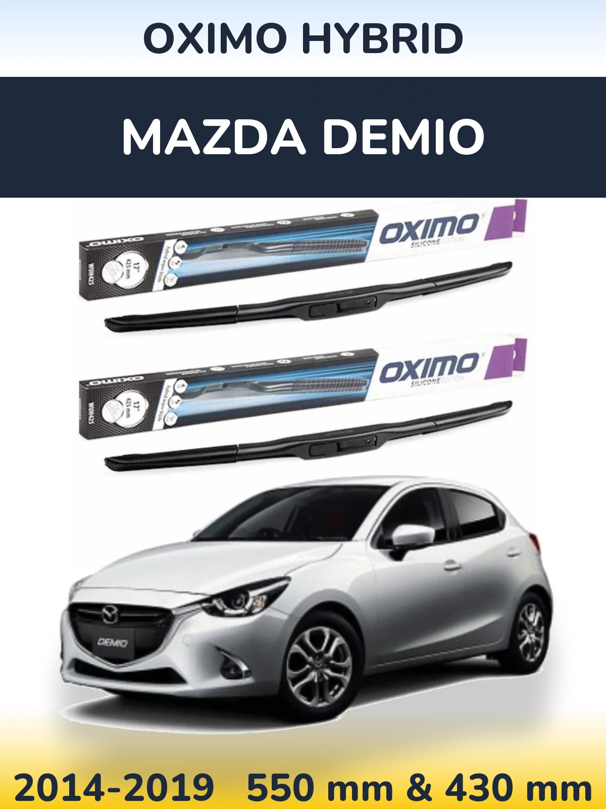 Комплект передних дворников Oximo Hybrid 550 & 430 мм для Mazda Demio 2014-2019