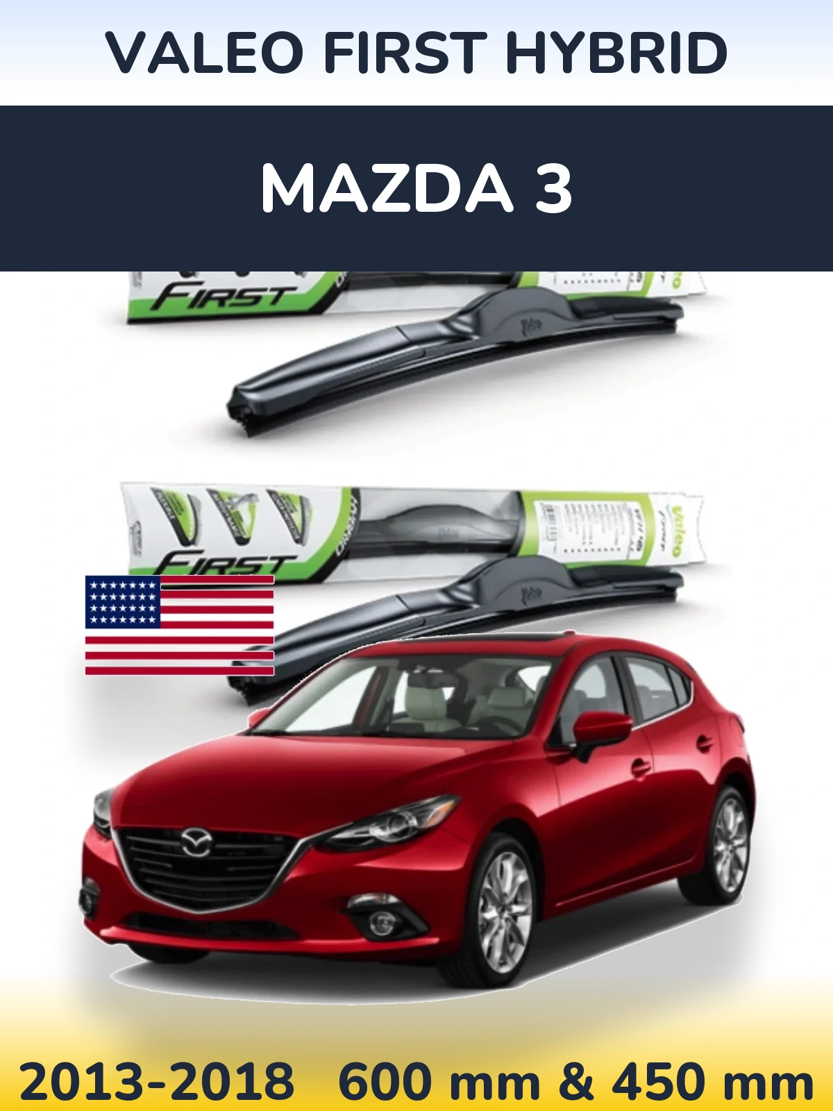 Комплект передних дворников Valeo First Hybrid 600 & 450 мм для Mazda 3 2013-2018