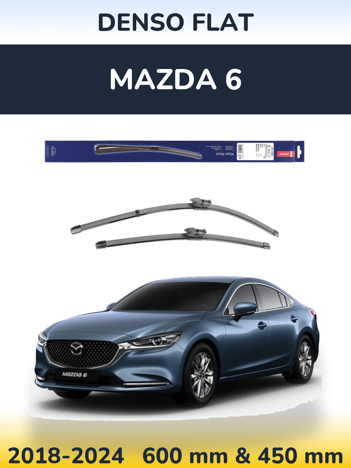 Komplet przednich wycieraczek Denso Flat 600 & 450 mm do Mazda 6 2018-2024