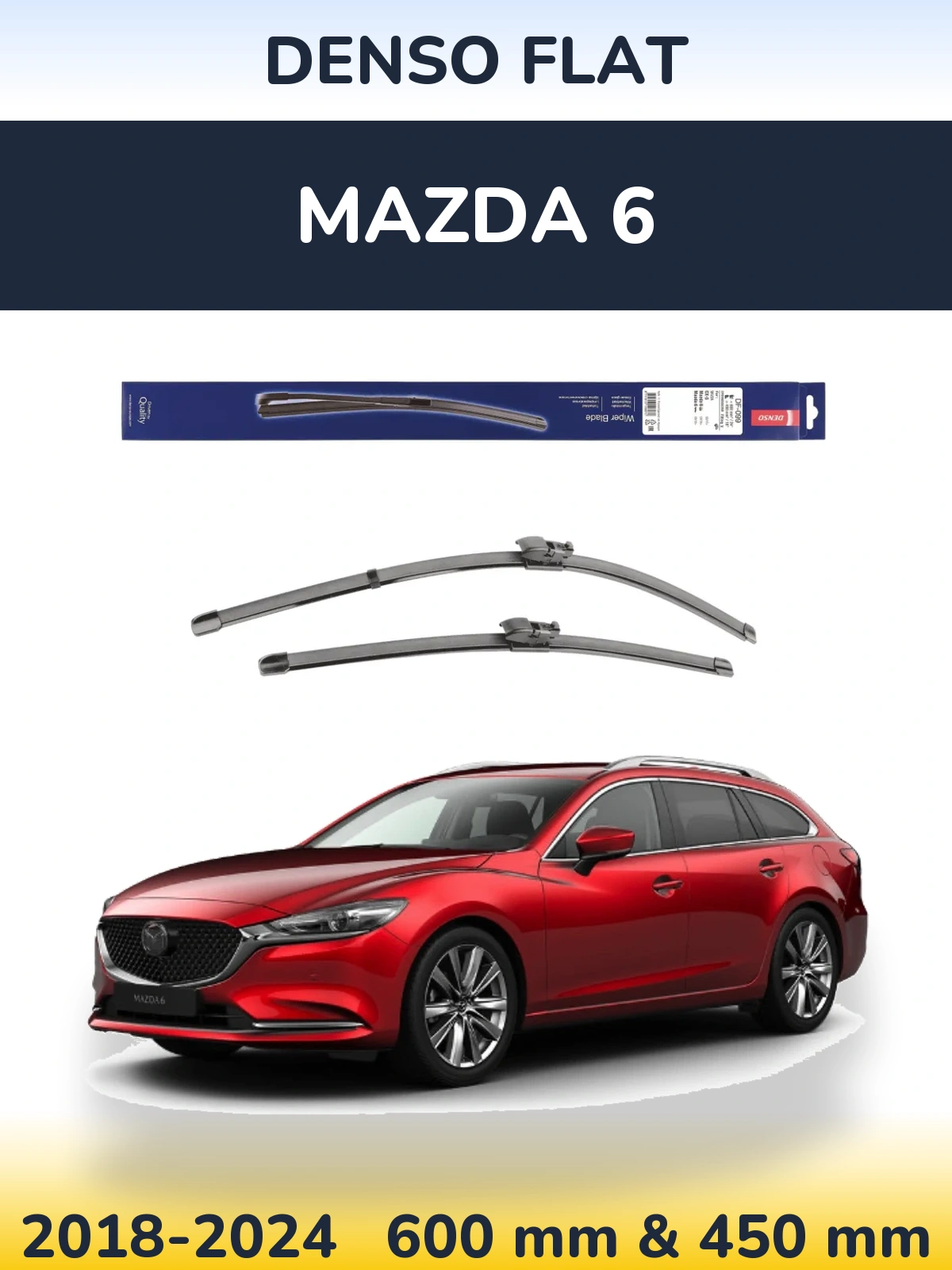 Комплект передних дворников Denso Flat 600 & 450 мм для Mazda 6 2018-2024