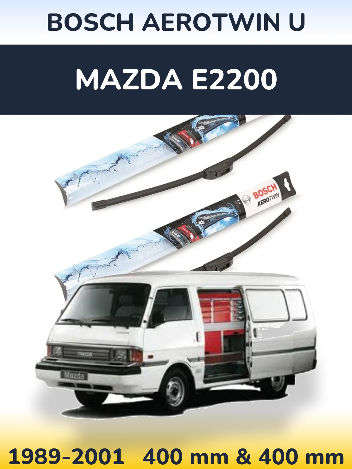 Komplet przednich wycieraczek BOSCH AeroTwin U 400 & 400 mm do Mazda E2200 1989-2001