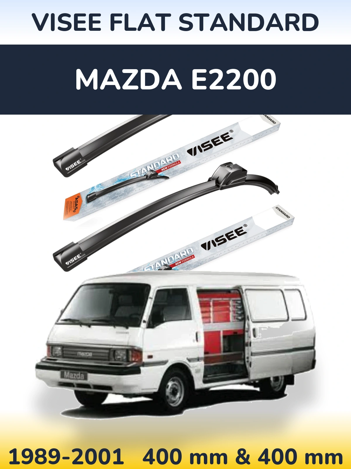 Комплект передних дворников VISEE FLAT STANDARD 400 & 400 мм для Mazda E2200 1989-2001