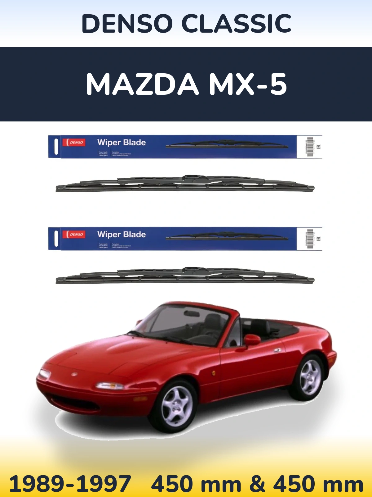 Komplet przednich wycieraczek Denso Classic 450 & 450 mm do Mazda MX-5 1989-1997
