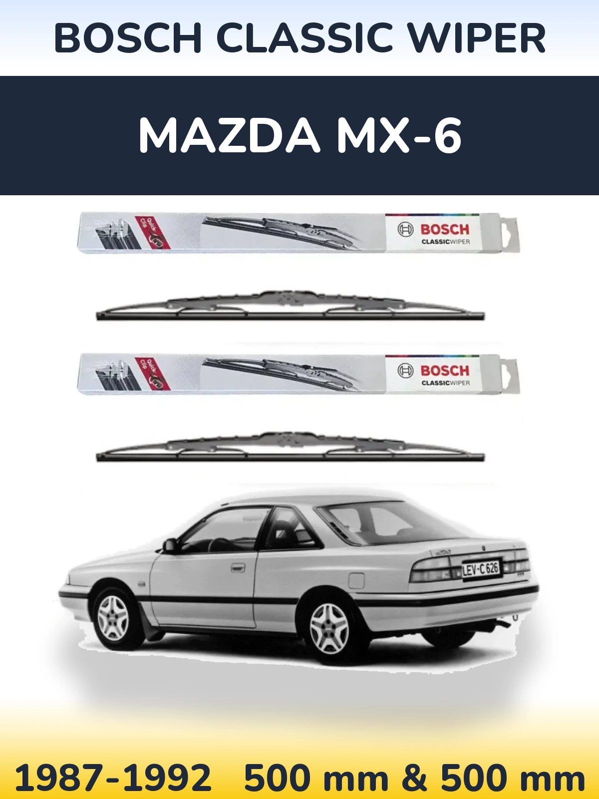 Komplet przednich wycieraczek BOSCH Classic Wiper 500 & 500 mm do Mazda MX-6 1987-1992