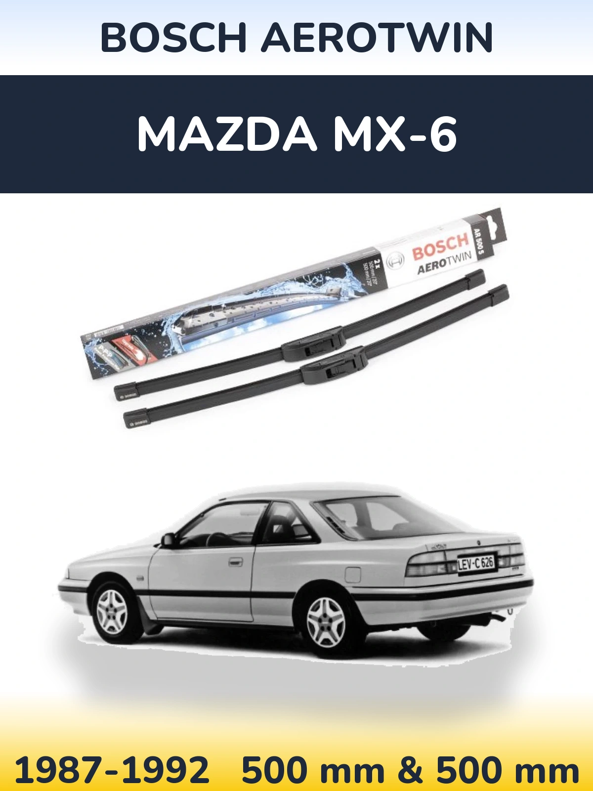 Komplet przednich wycieraczek BOSCH AeroTwin 500 & 500 mm do Mazda MX-6 1987-1992
