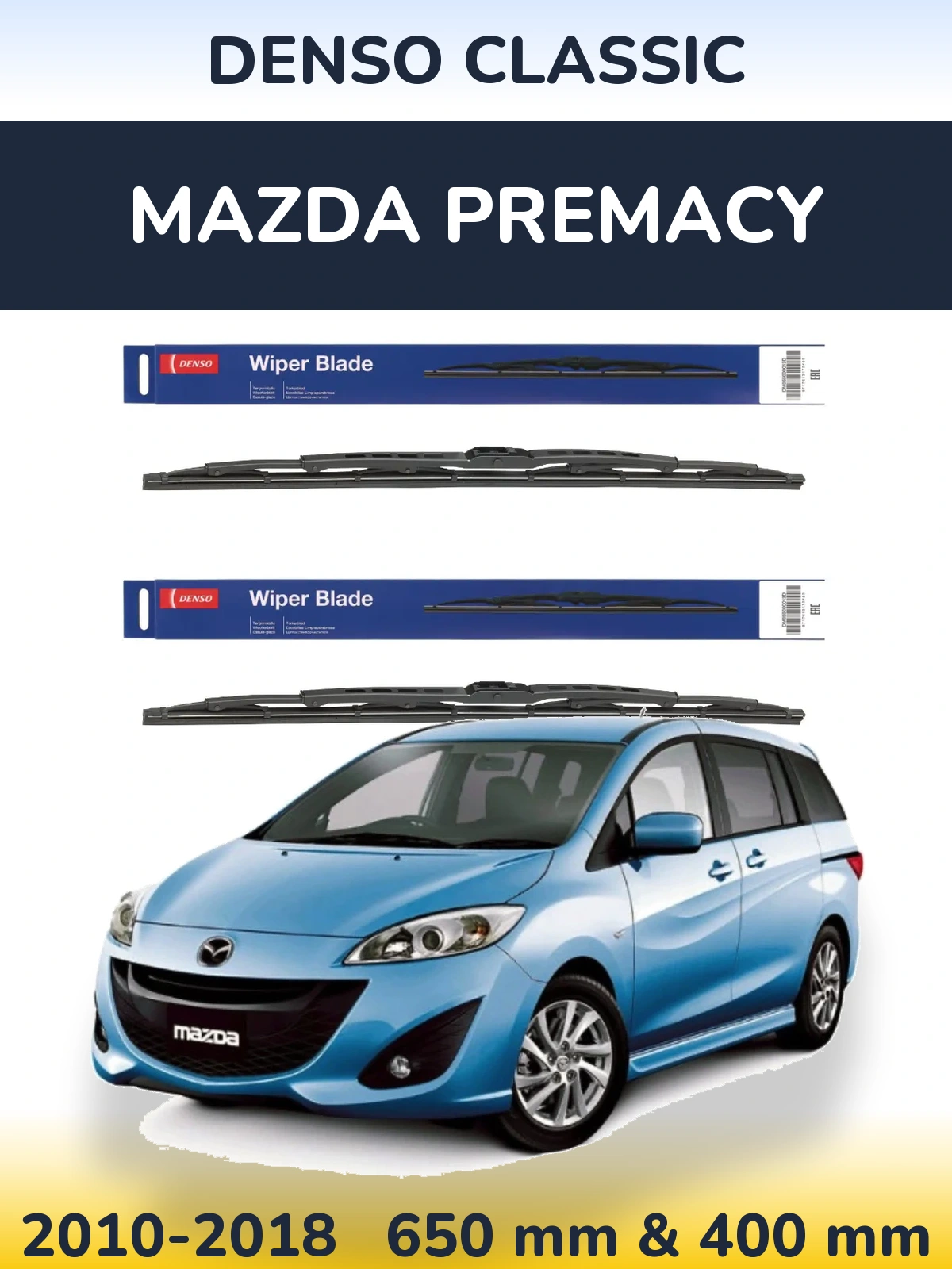 Komplet przednich wycieraczek Denso Classic 650 & 400 mm do Mazda Premacy 2010-2018