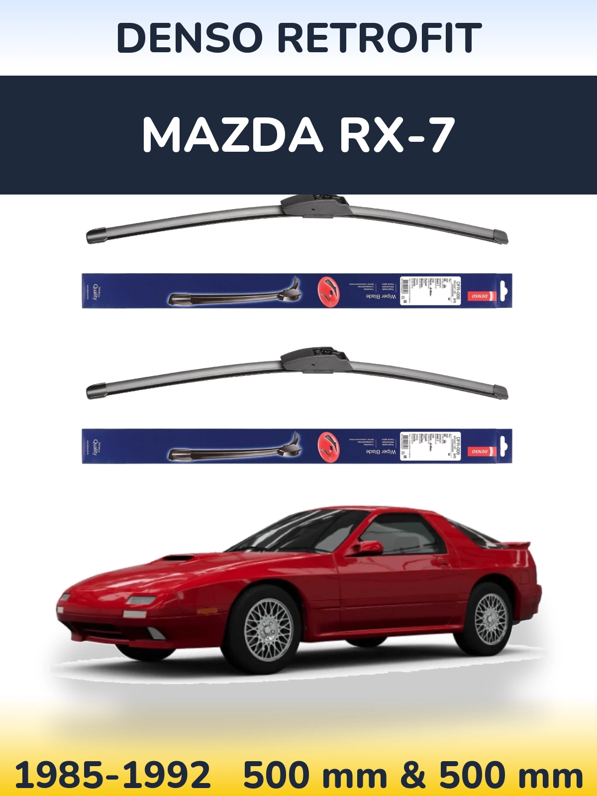 Комплект передних дворников Denso Retrofit 500 & 500 мм для Mazda RX-7 1985-1992