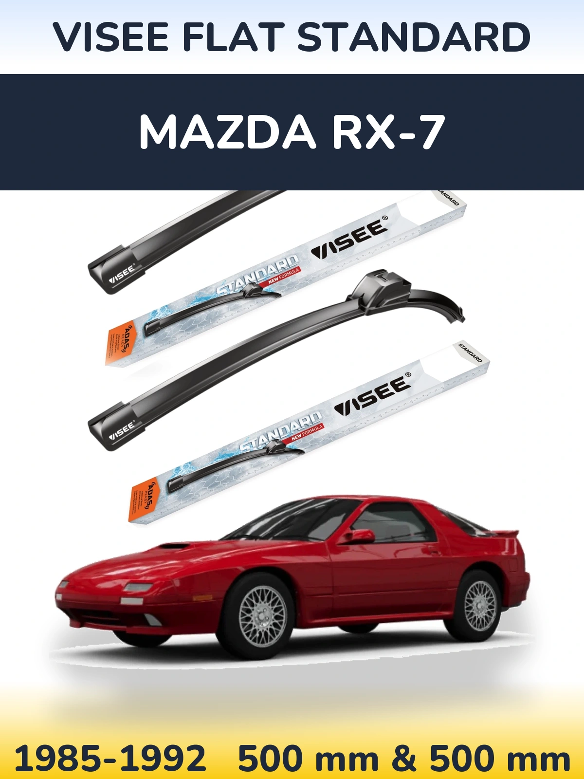 Комплект передних дворников VISEE FLAT STANDARD 500 & 500 мм для Mazda RX-7 1985-1992