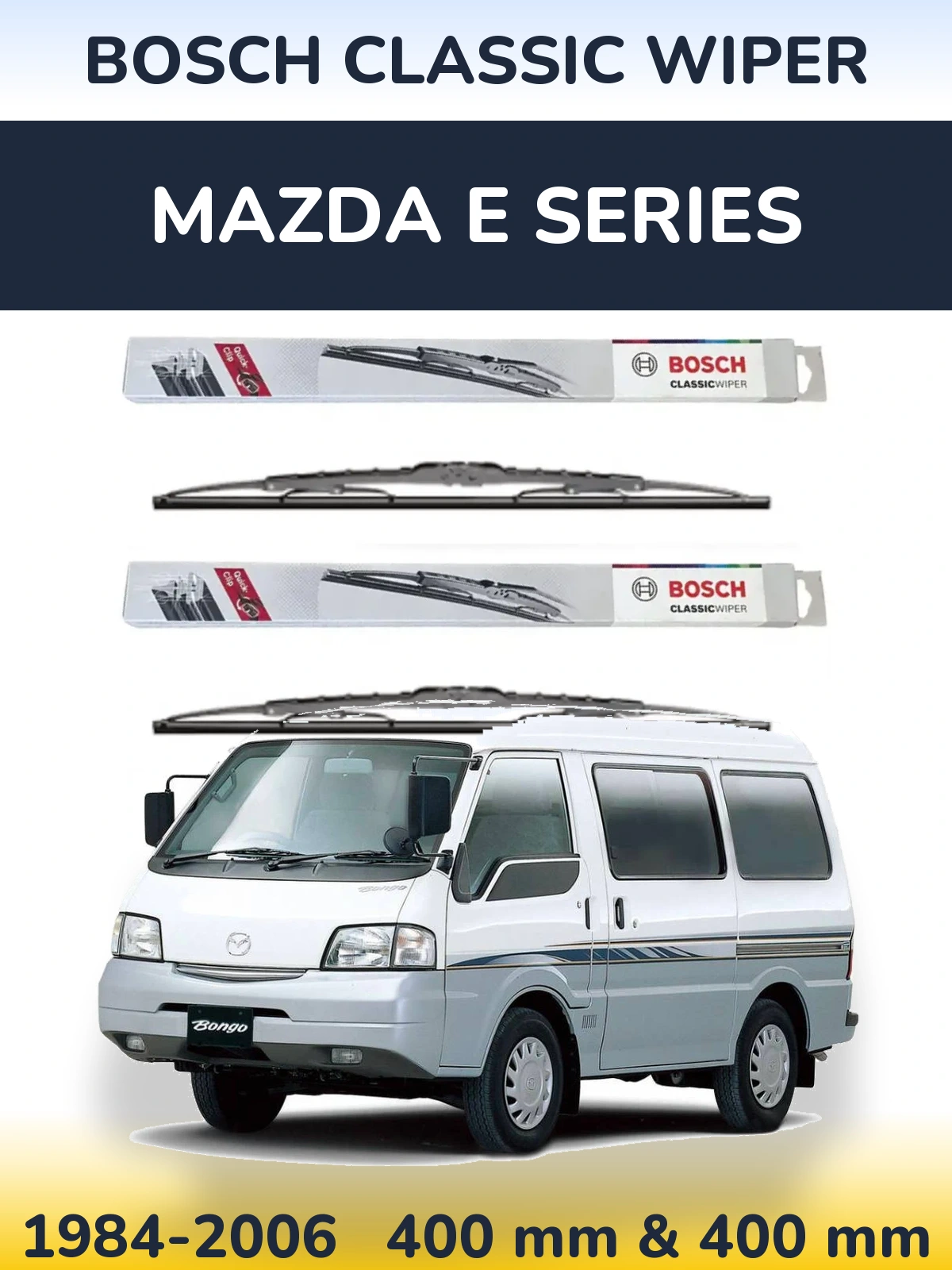 Комплект передніх щіток BOSCH Classic Wiper 400 & 400 мм для Mazda E Series 1984-2006